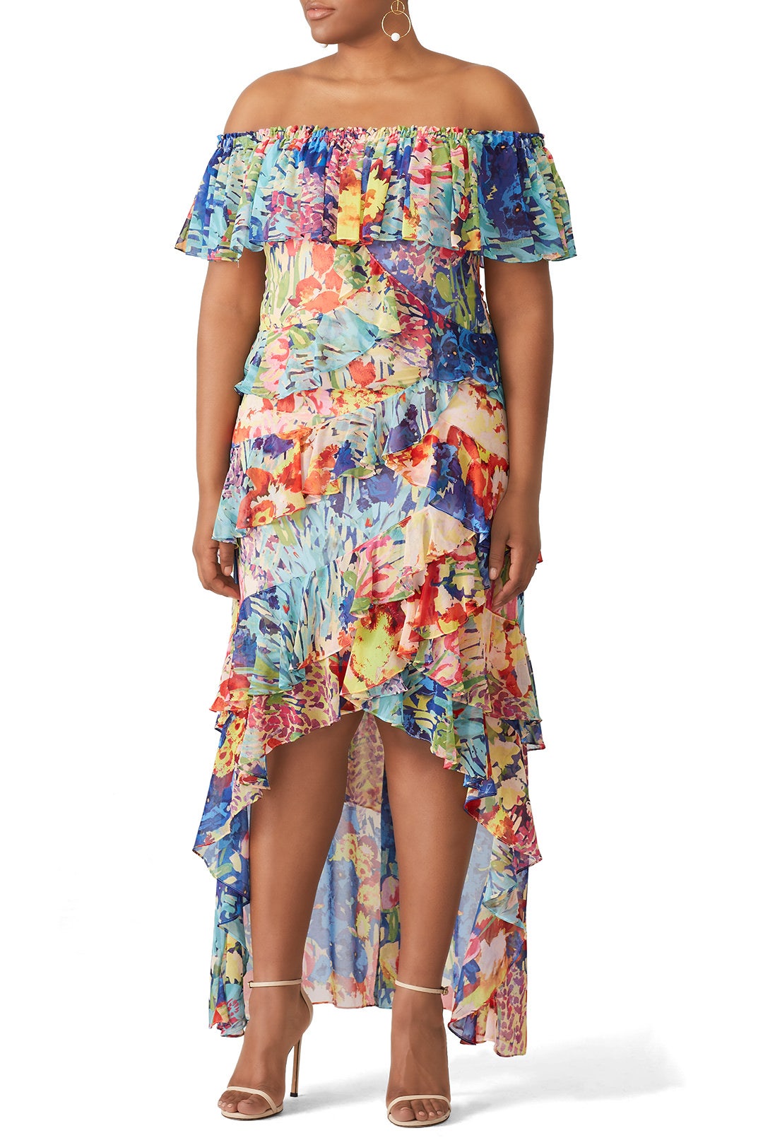 Multi Floral High Low Maxi by Badgley Mischka 3