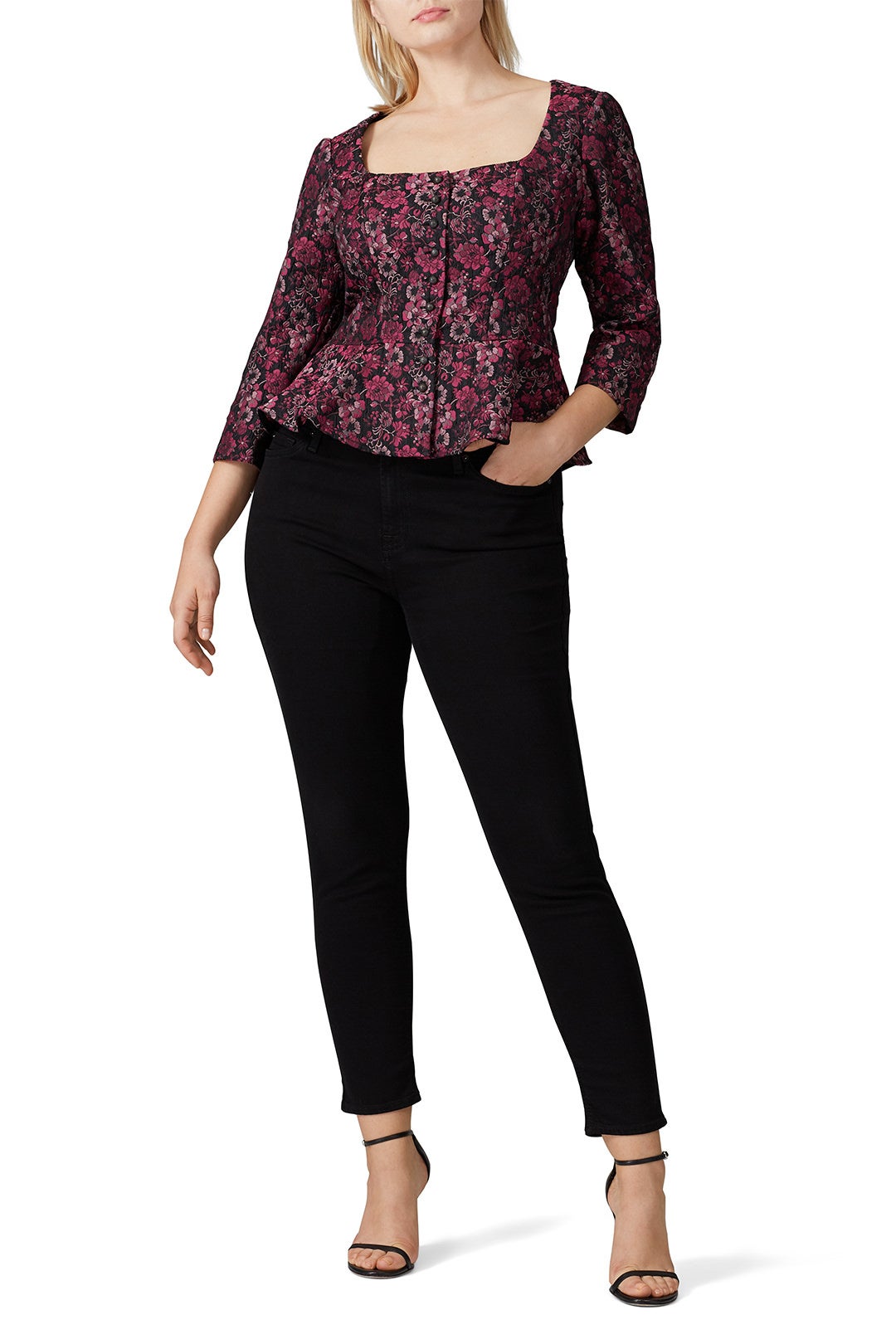 Floral Brocade Button Blouse by Nanette Lepore 4