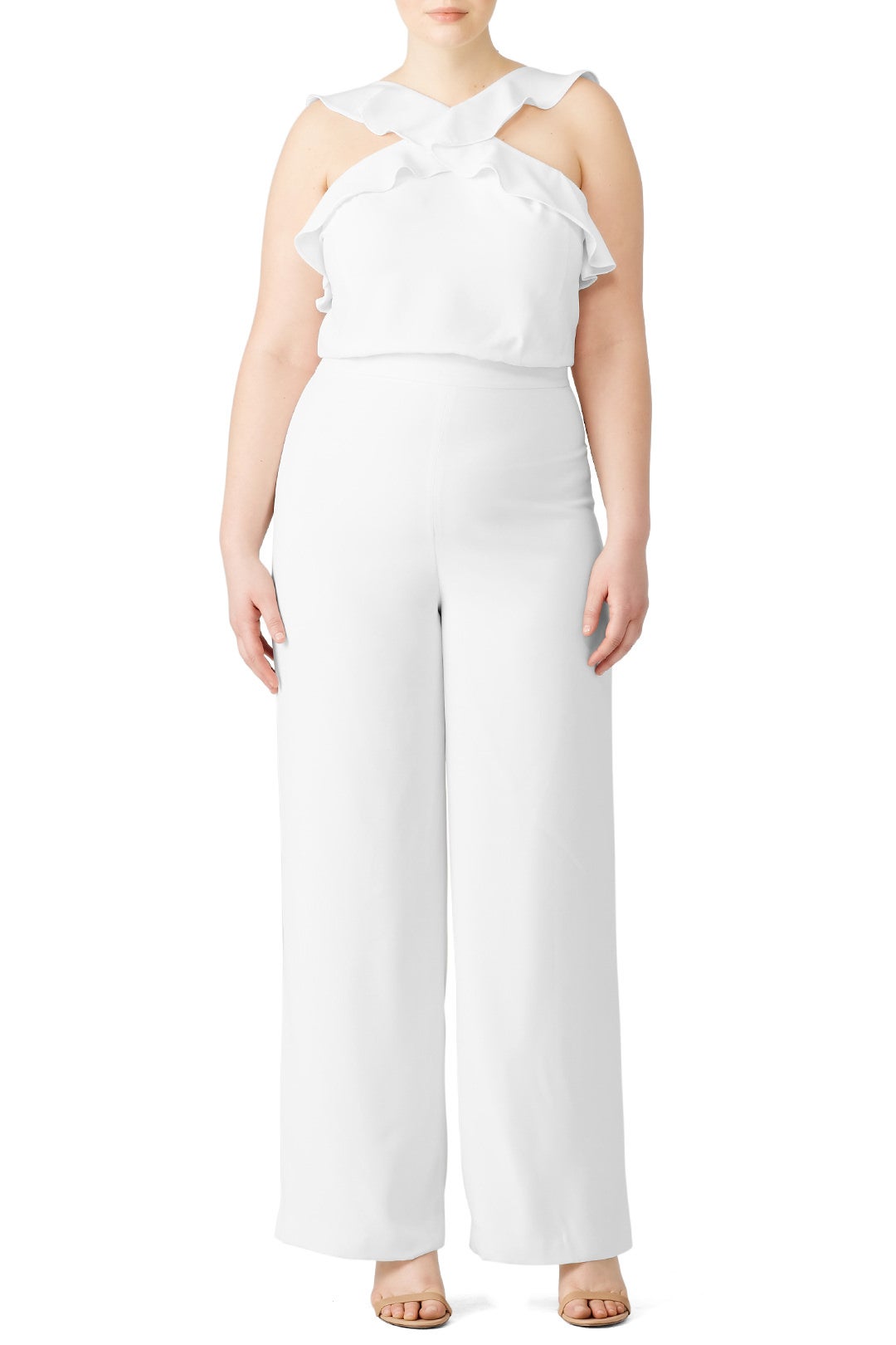 White Ruffle Jumpsuit by ML Monique Lhuillier 4