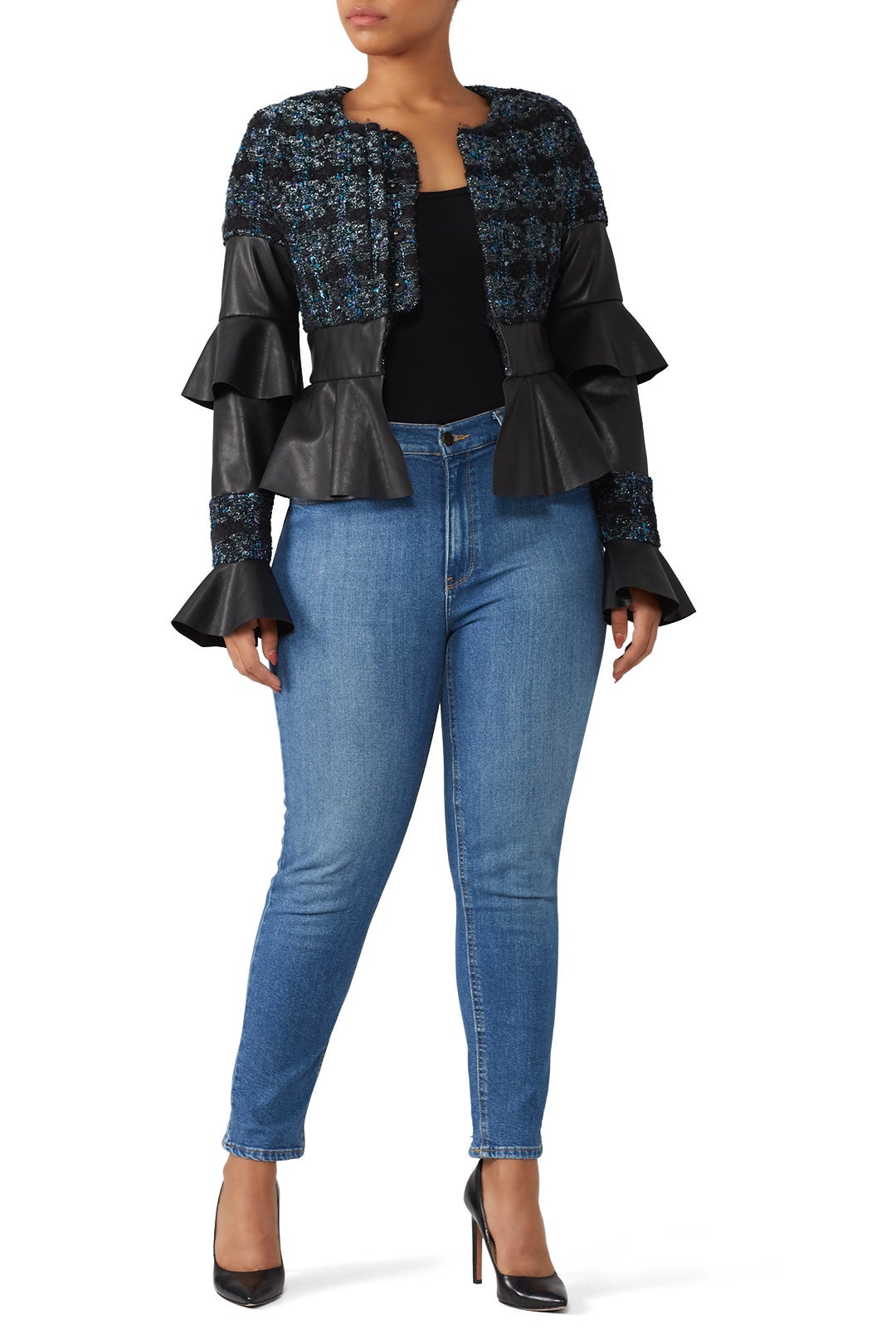 Ohio Faux Leather Tweed Jacket by Deborah Lyons 4