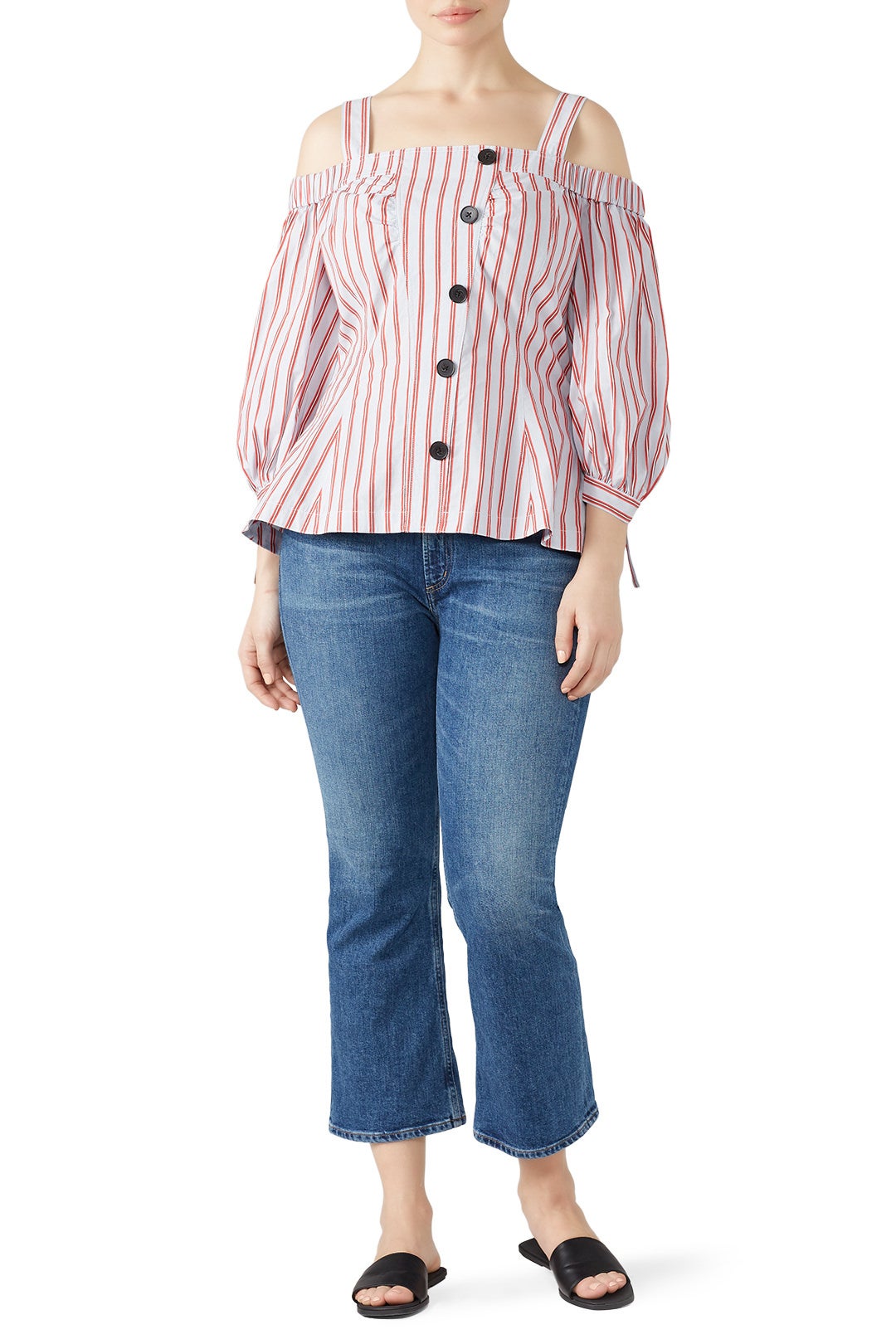 Buttoned Bell Sleeve Top by Derek Lam 10 Crosby 3