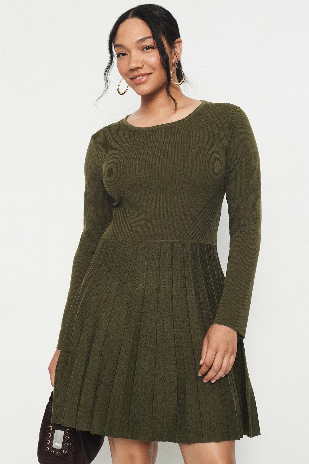 Pleated Long Sleeve Knit Mini Dress by Jason Wu x RTR 5