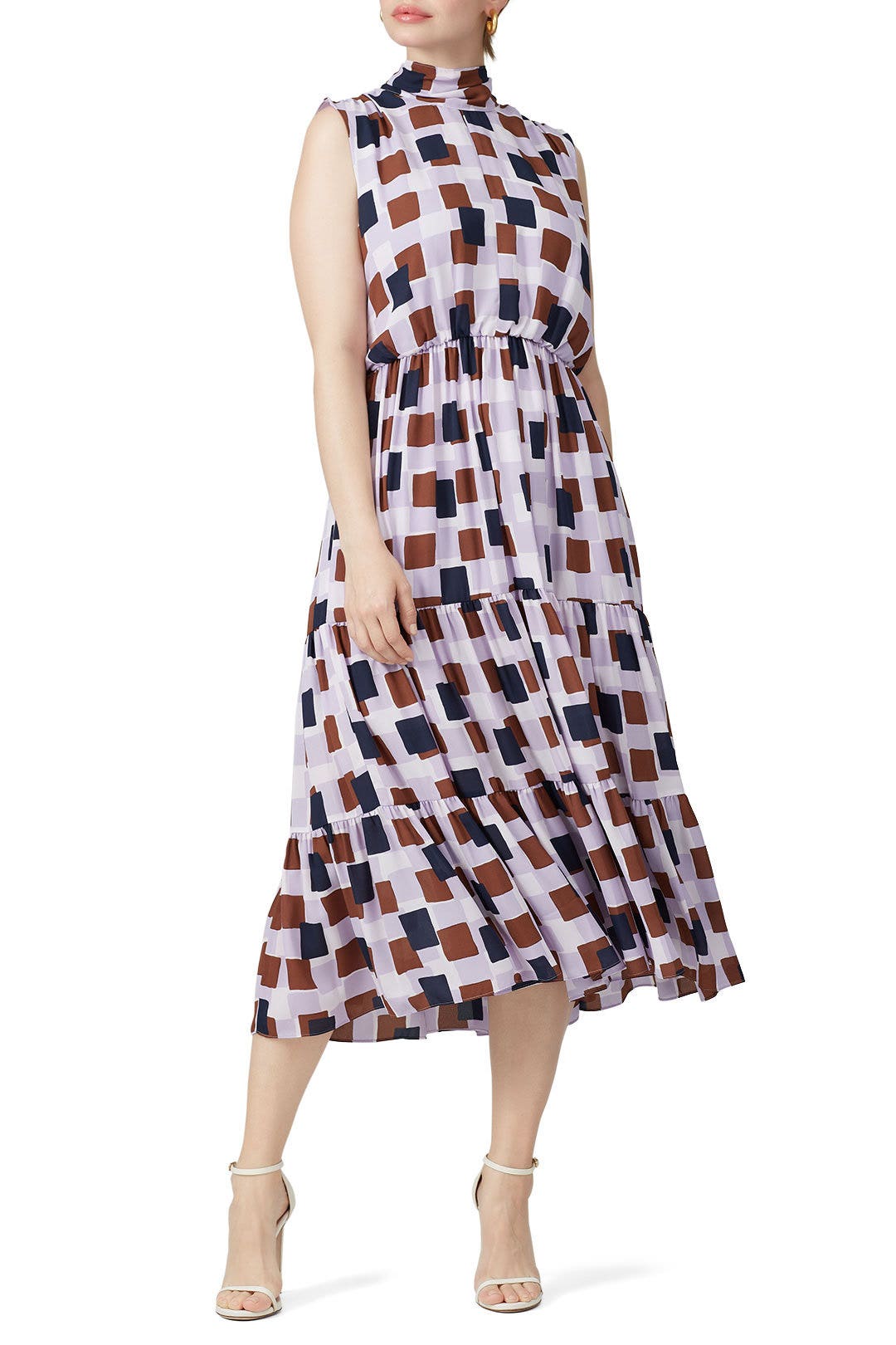 Geo Squares Tie Neck Dress by kate spade new york 4