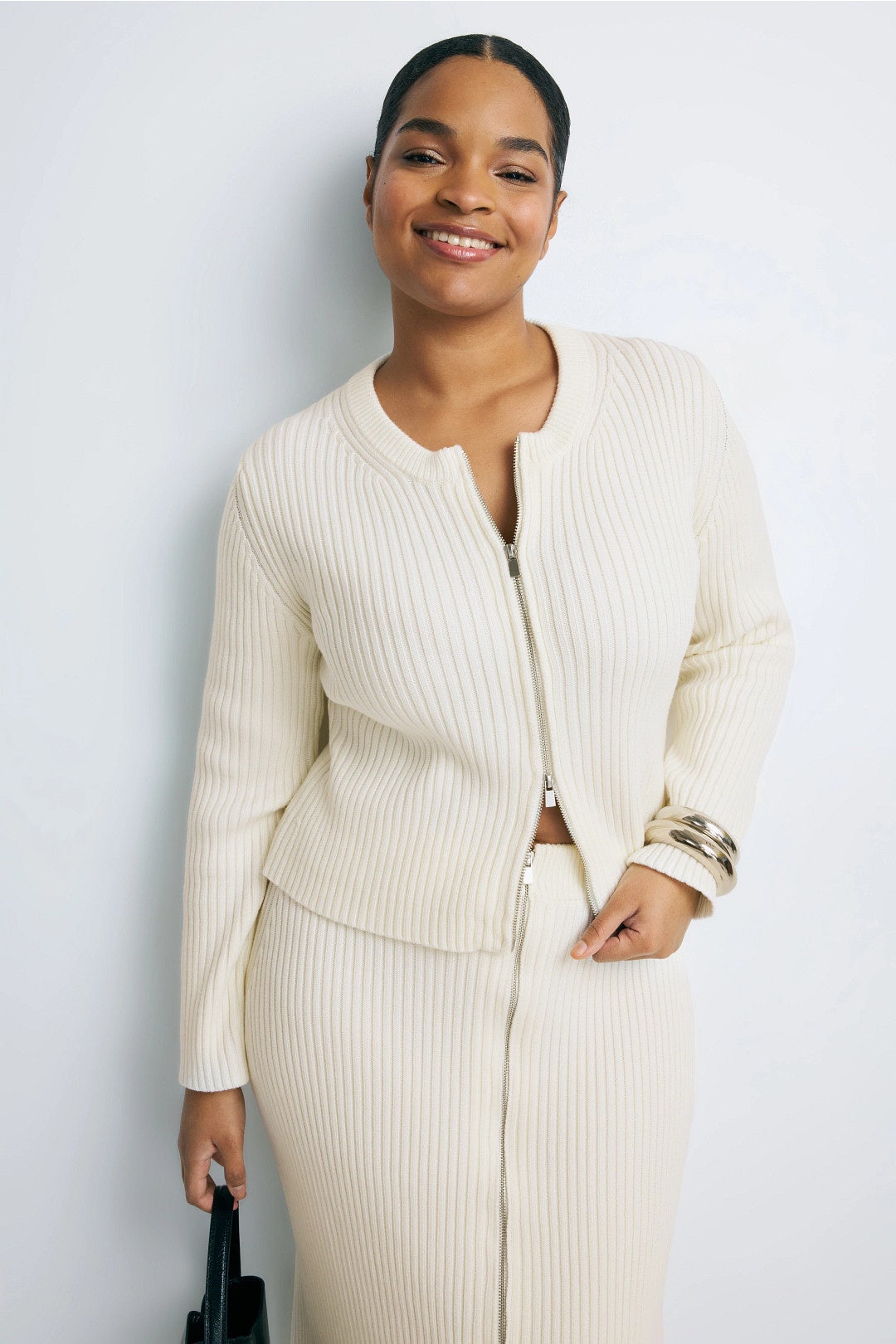 Crew Neck Zip Front Cardigan by Rosetta Getty x RTR 5