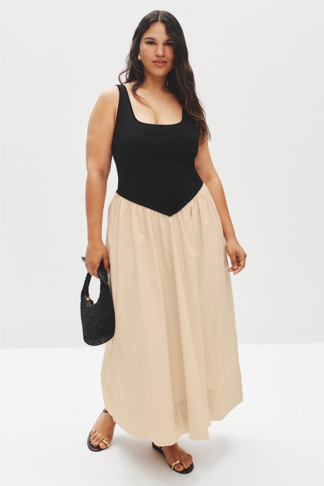 Combo Drop Waist Midi Dress by Ronny Kobo x RTR 5