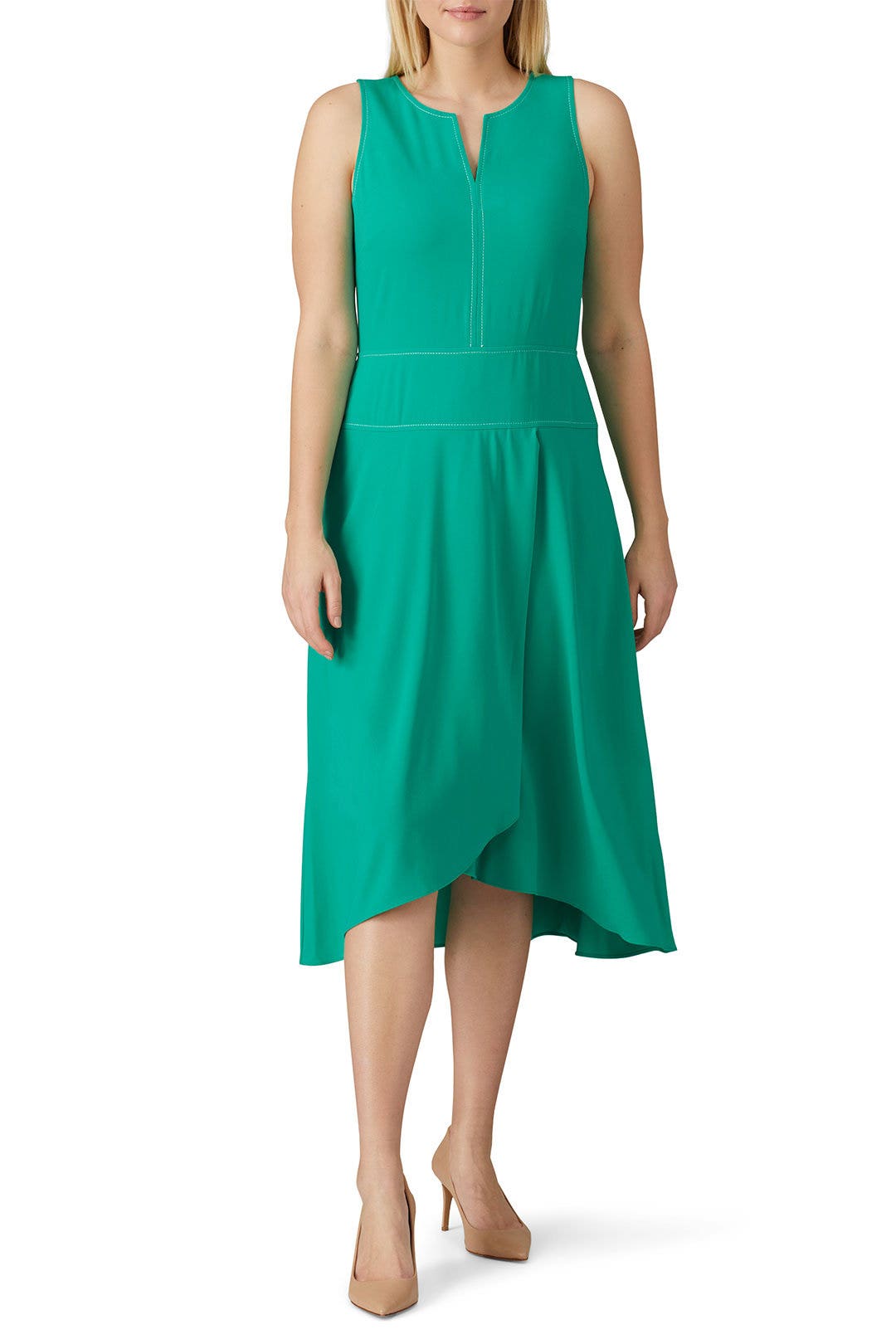 Green V-Neck Dress by Donna Morgan 5