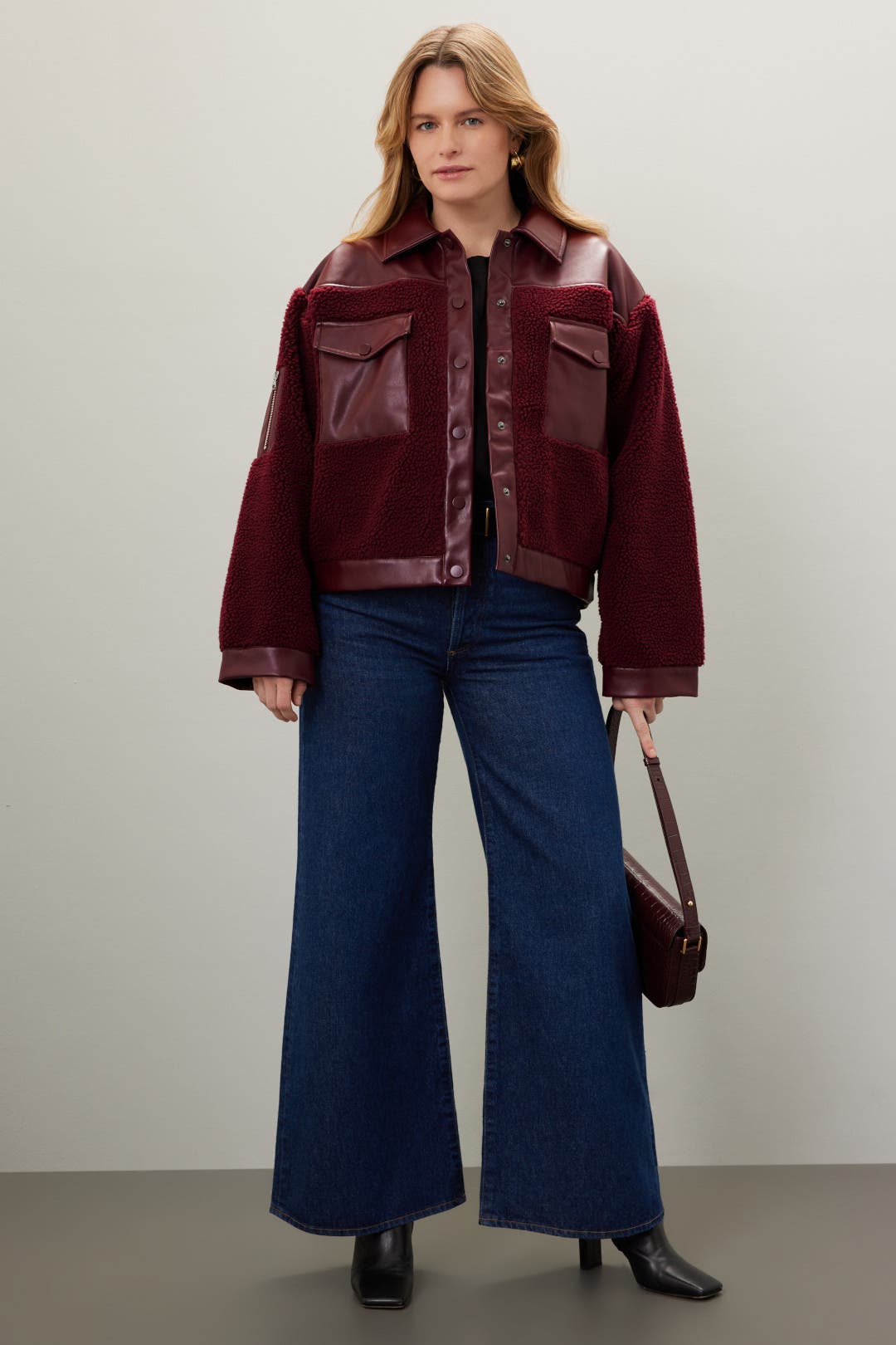 Maroon Sherpa Jacket by Peter Som x RTR | Rent the Runway