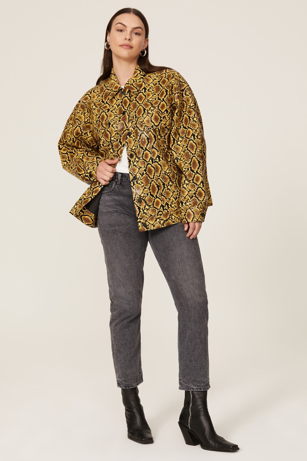 Snake Faux Leather Jacket by GOOD AMERICAN 5