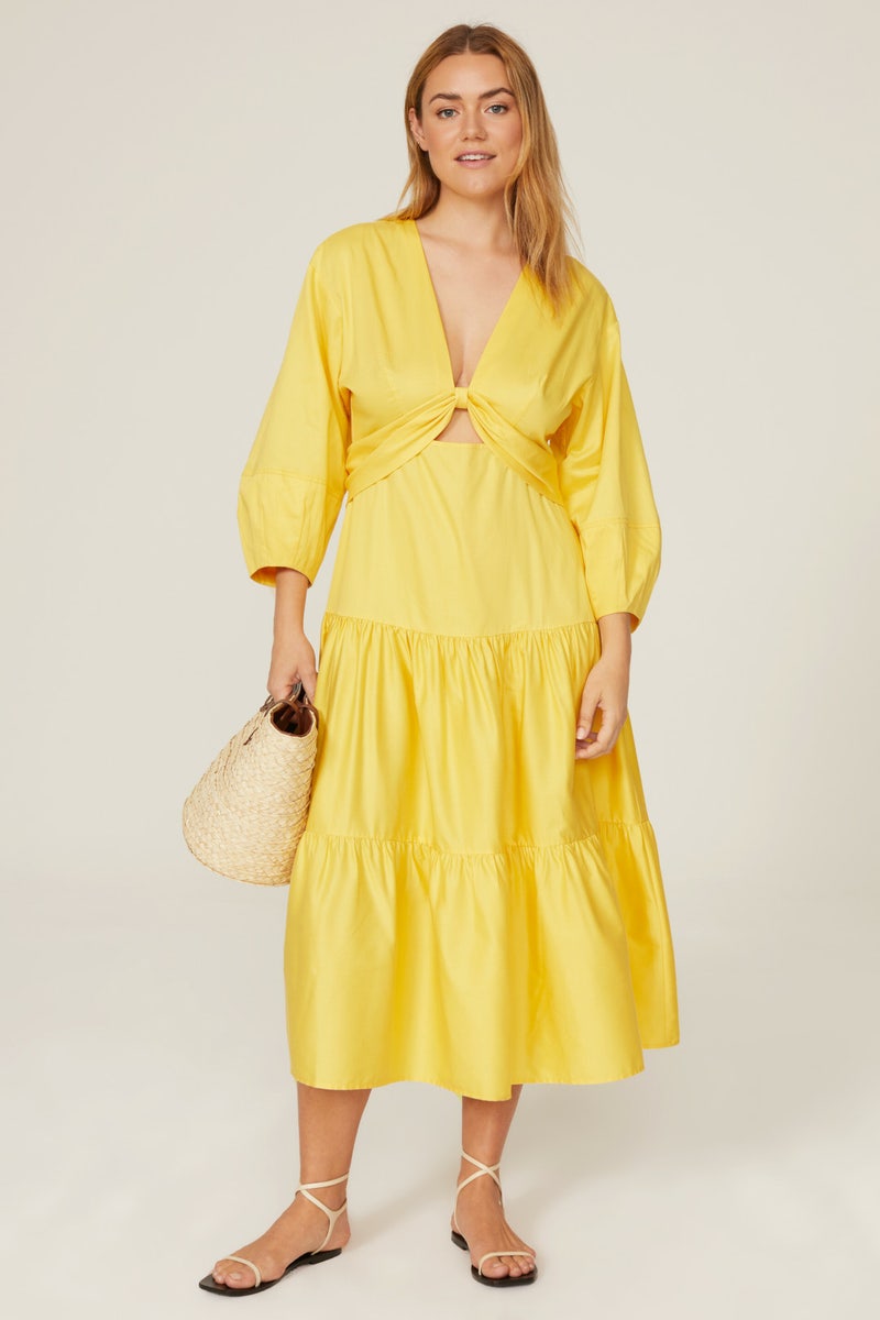 Yellow Twist Front Midi Dress by Derek Lam 10 Crosby x RTR - Photo 5
