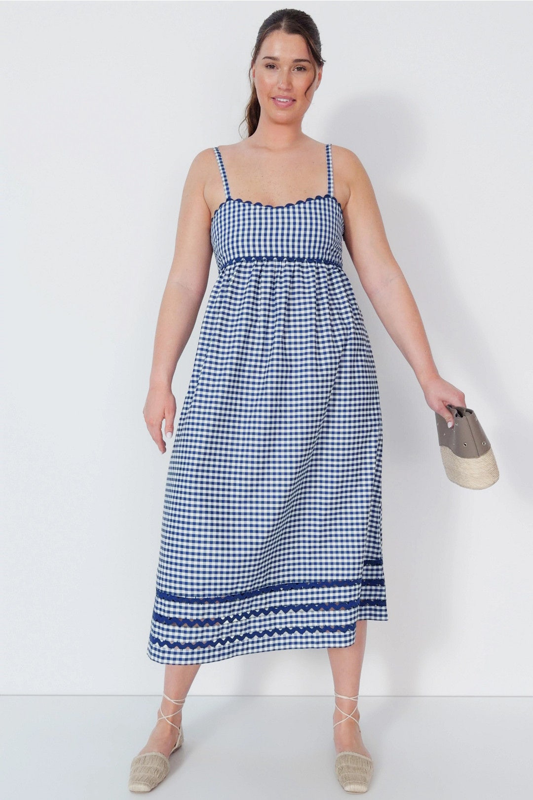 Gingham Empire Waist Midi Dress by Sea NY x RTR 4