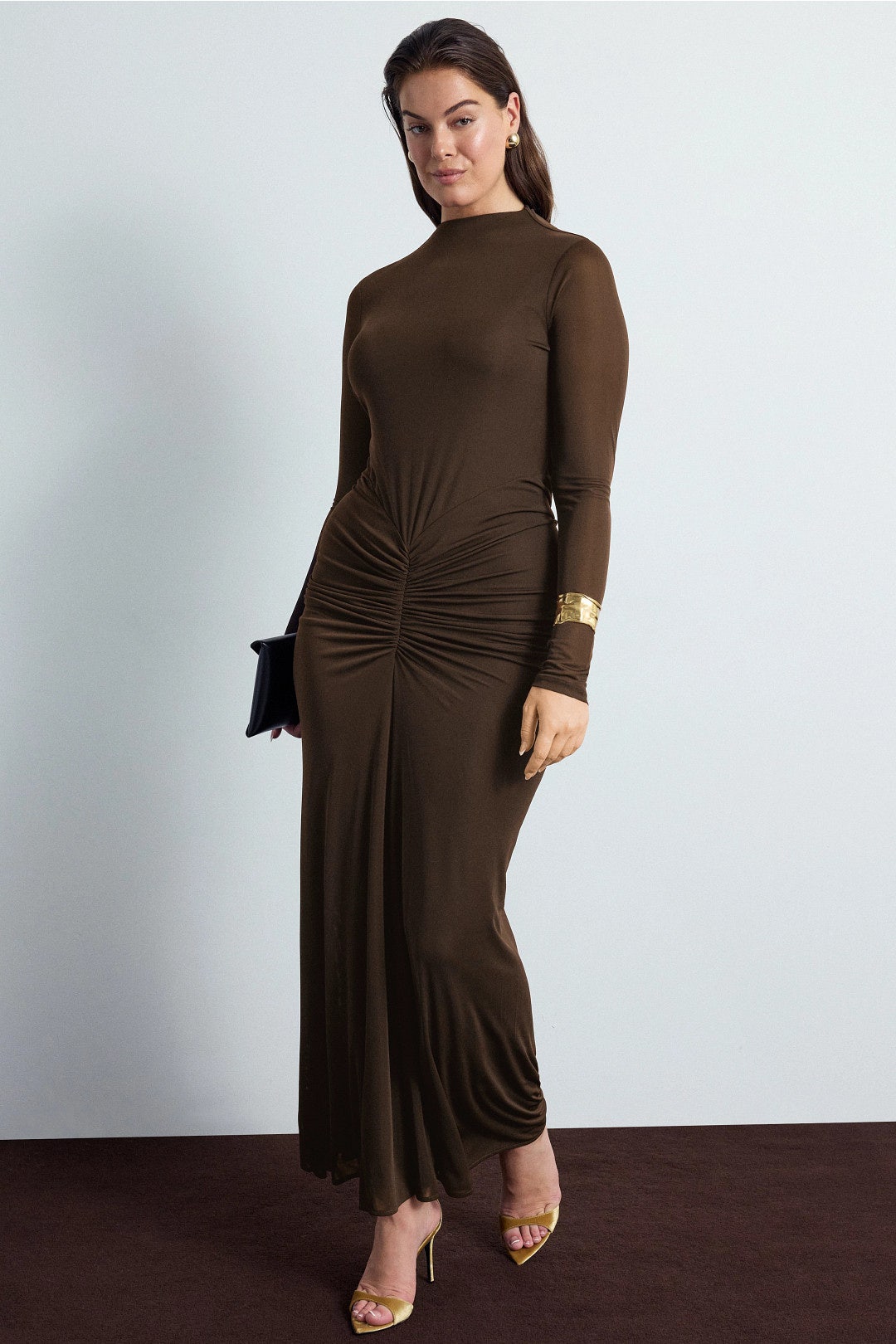 Mock Neck Ruched Dress by Ronny Kobo x RTR 5