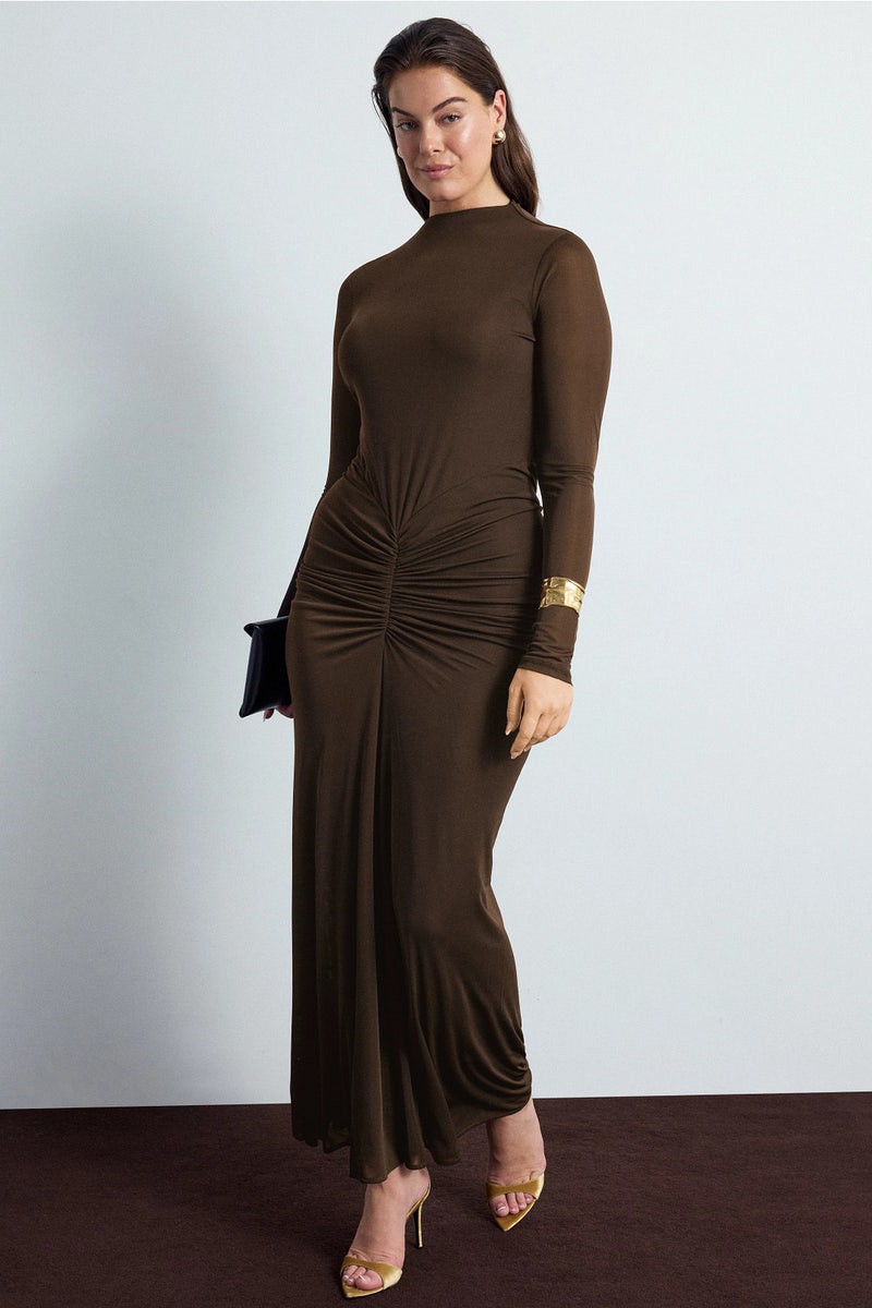 Mock Neck Ruched Dress by Ronny Kobo x RTR - Photo 0