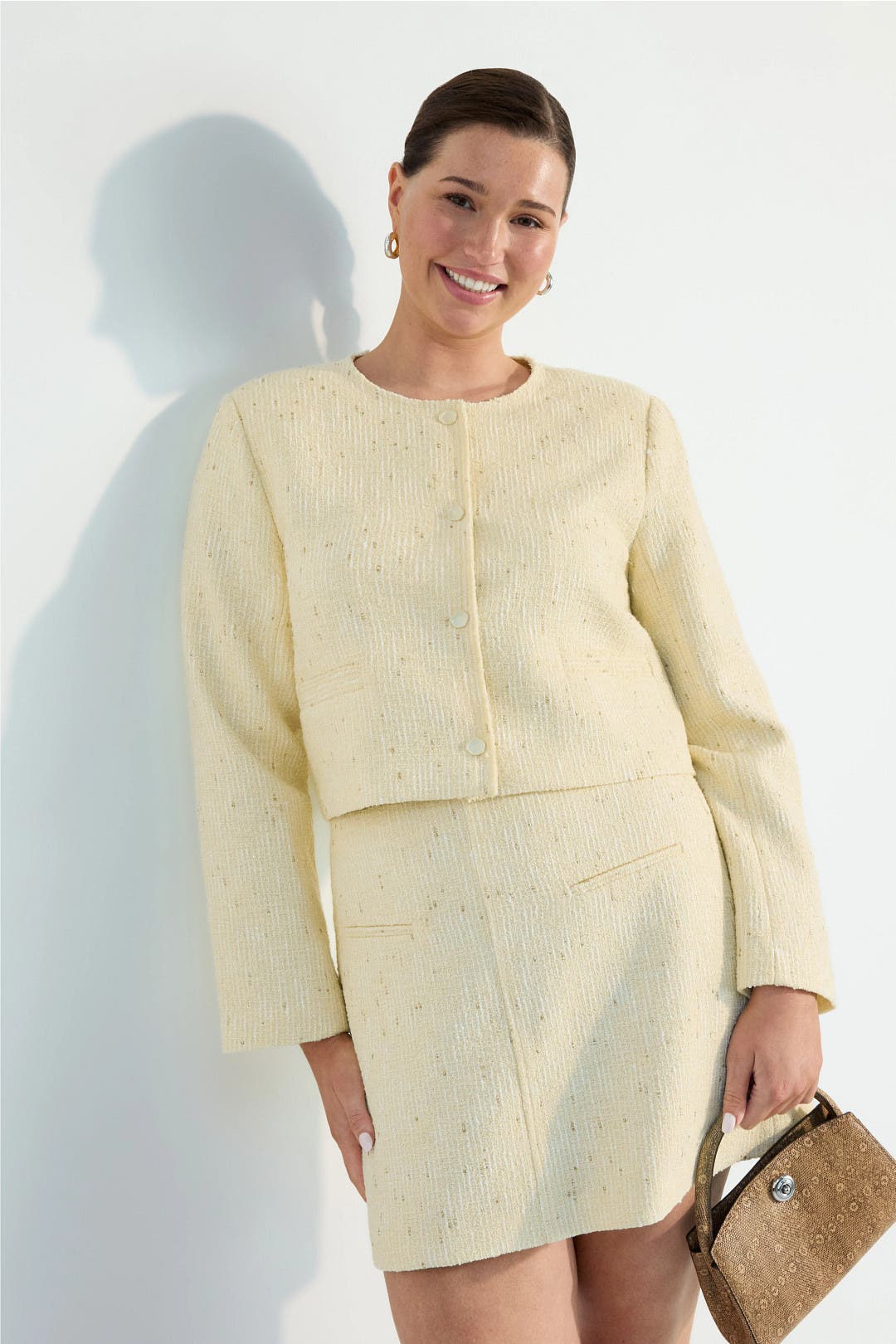Collarless Sparkly Tweed Blazer by Derek Lam 10 Crosby x RTR