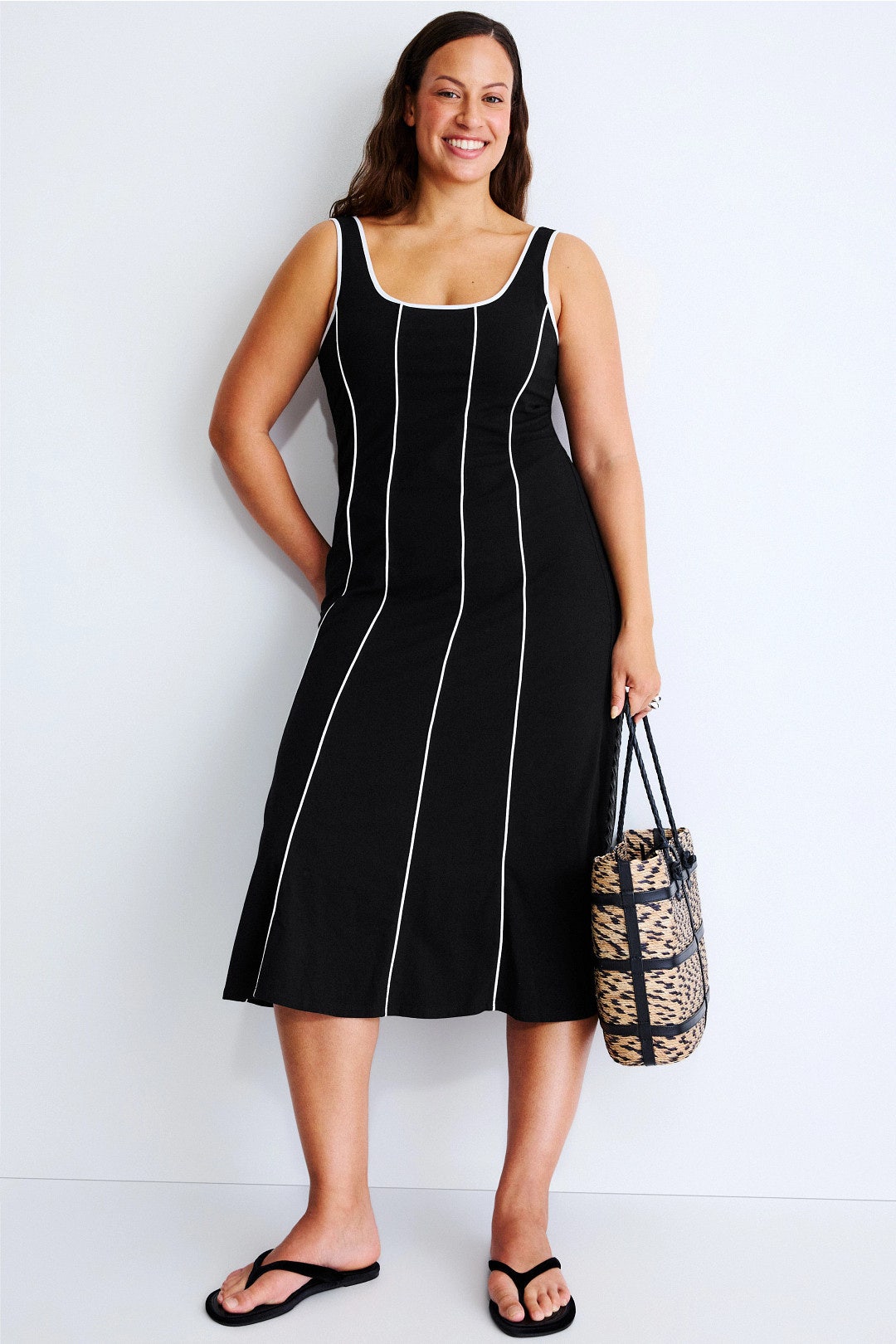Sleeveless Midi Dress with Stitching by Donna Morgan 4