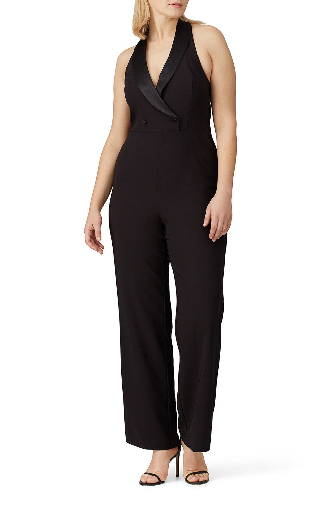 Black Crepe Tuxedo Jumpsuit by Aidan AIDAN MATTOX | Rent the