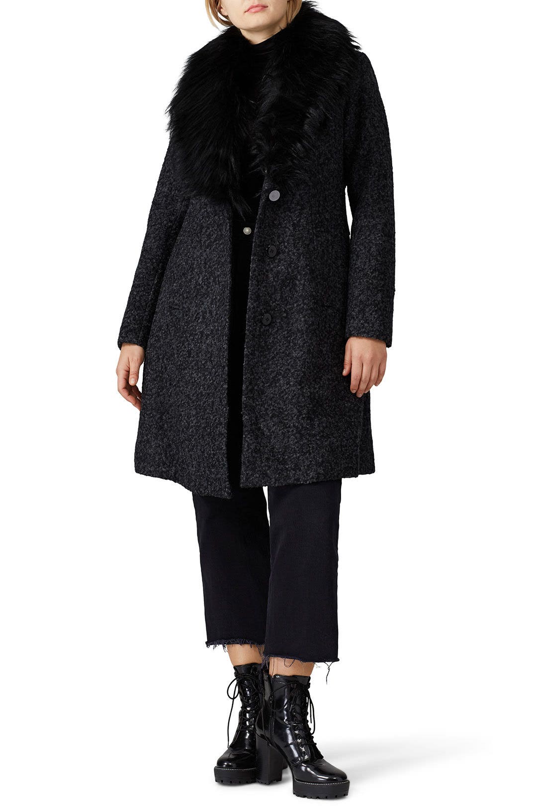 Charcoal Flat Boucle Coat by NVLT 4