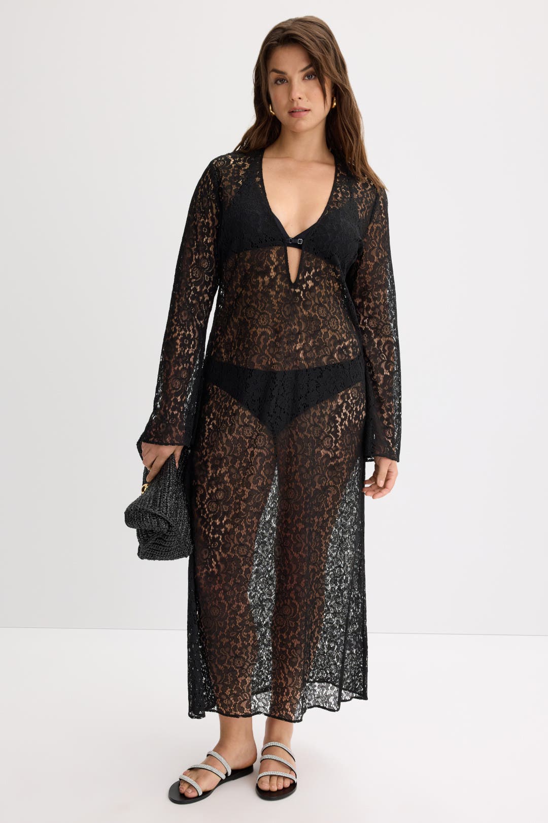 Plunge Lace Midi Cover Up by Ronny Kobo x RTR | Rent the Runway