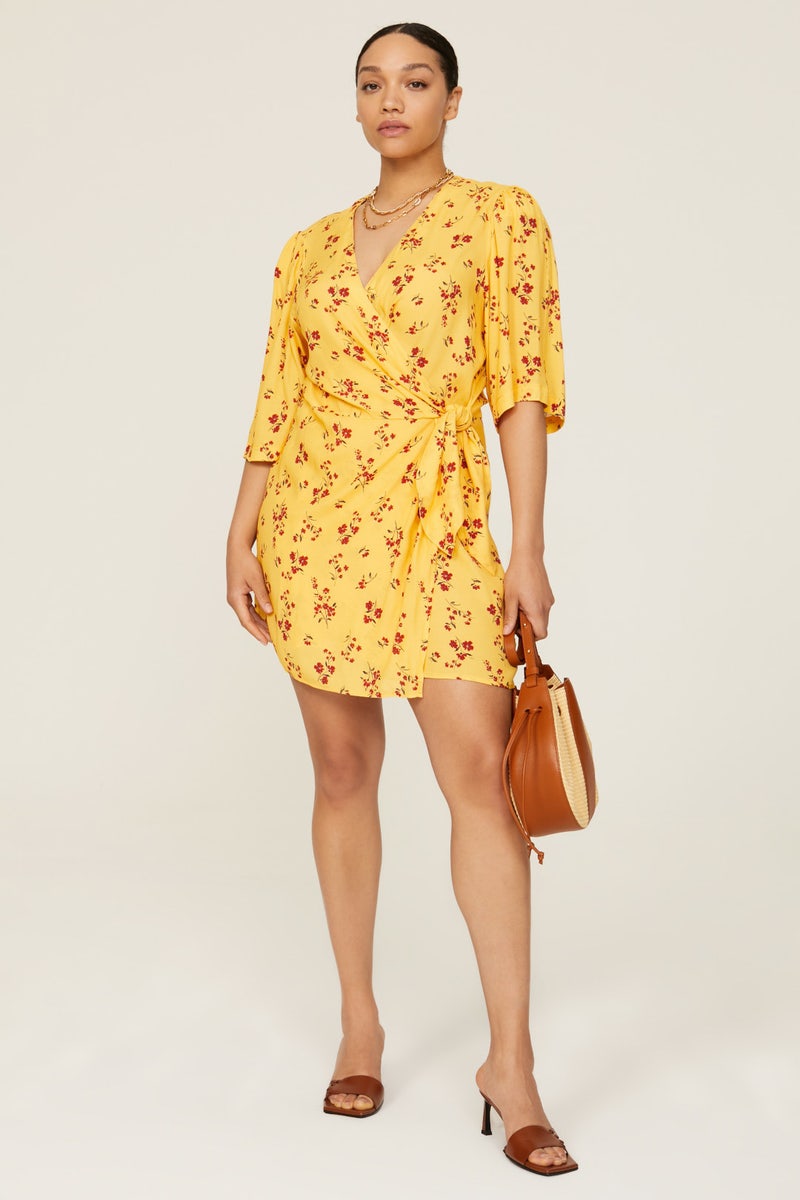 Yellow Floral Wrap Dress by Thakoon x RTR - Photo 5