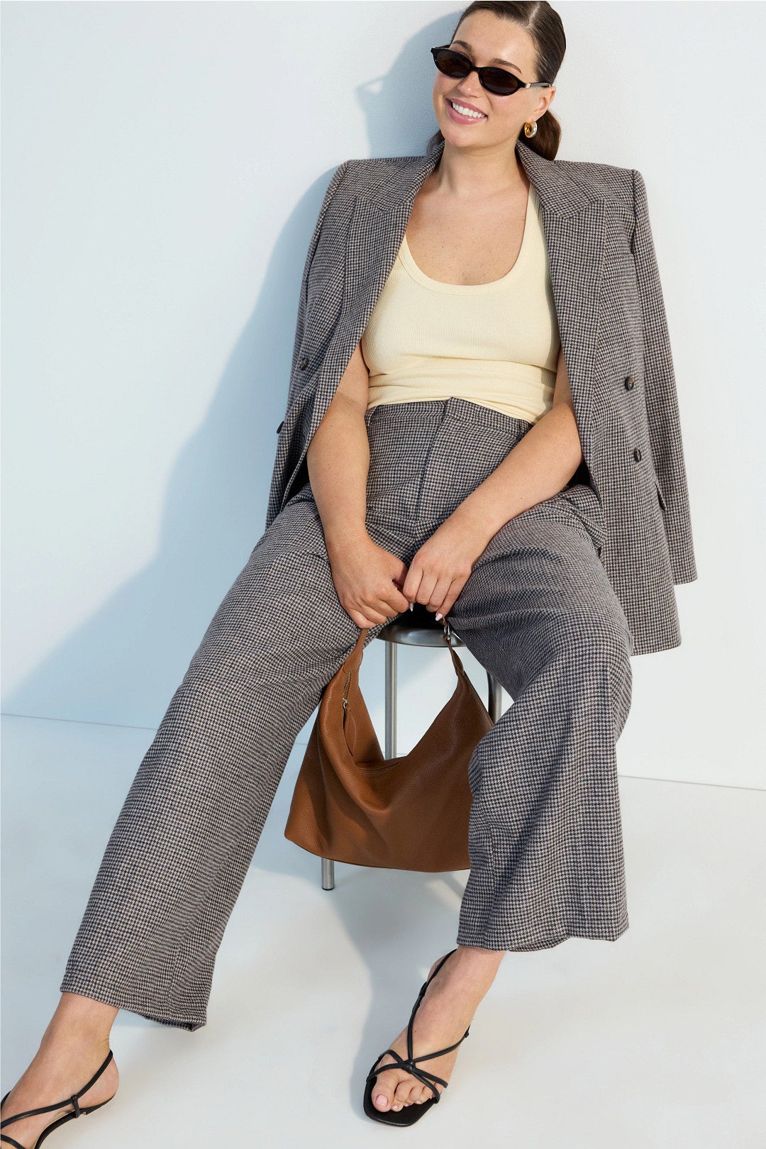 High Rise Houndstooth Trouser by VINCE. 4