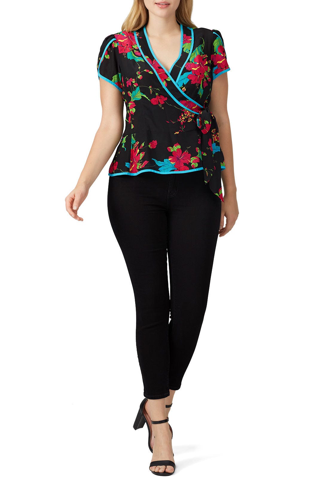 Black Floral Wrap Top by Nanette Lepore 4