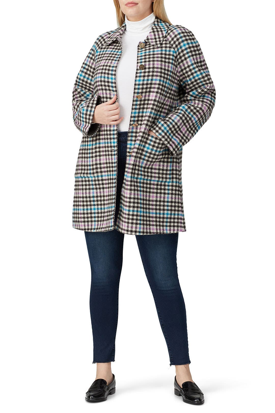 ジャケット・アウター YOKE REVERSIBLE DOUBLE-BREASTED COAT Plaid Reversible Swing Coat by Draper James | Rent the Runway