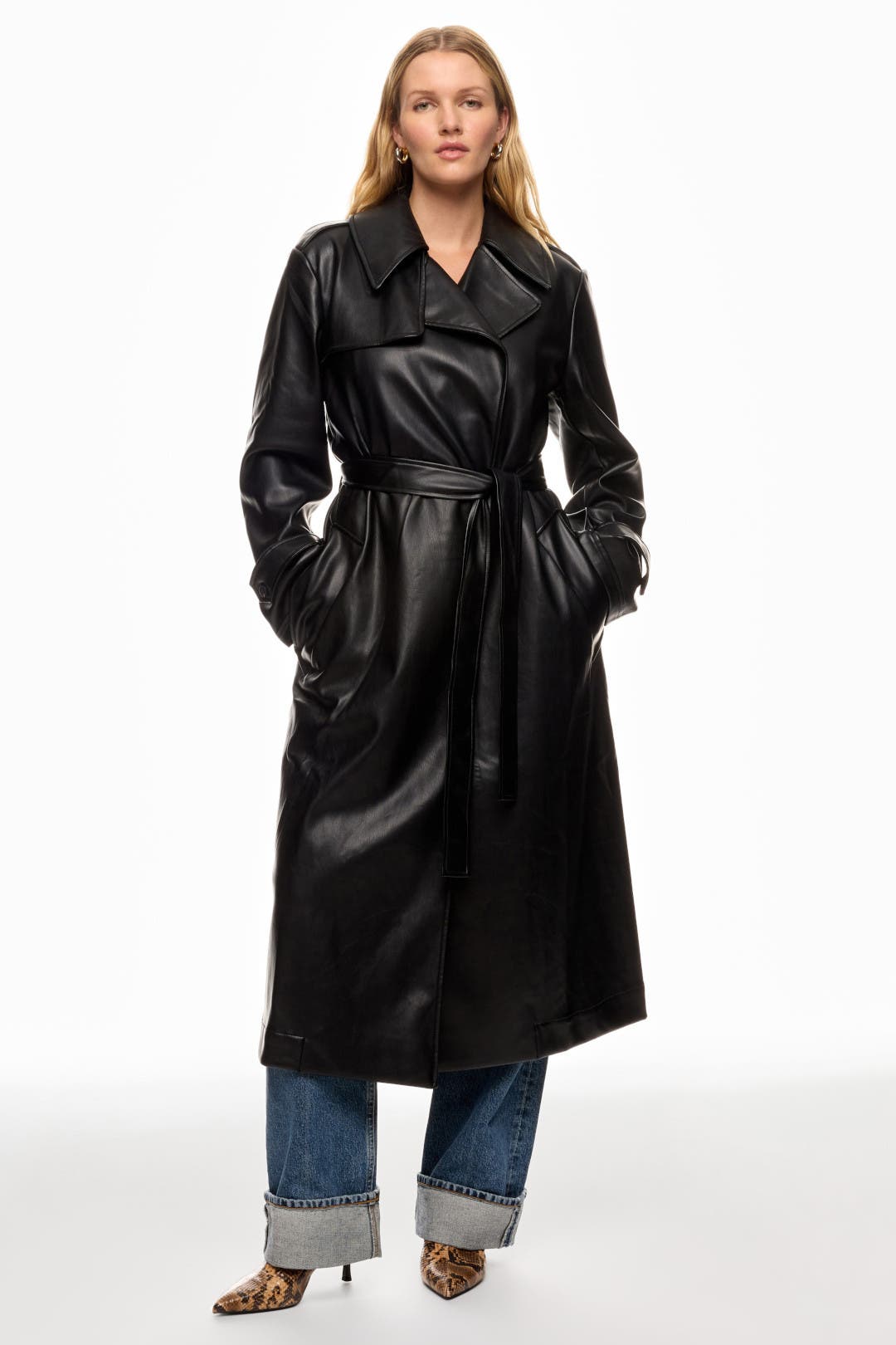 Black Faux Leather Trench Coat by Derek Lam 10 Crosby x RTR | Rent