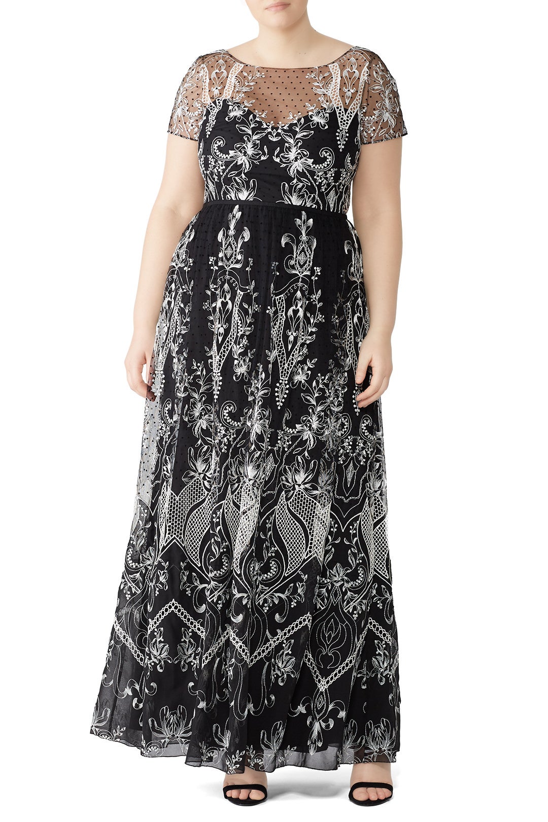 Embroidered Dotted Tulle Gown by Marchesa Notte 4