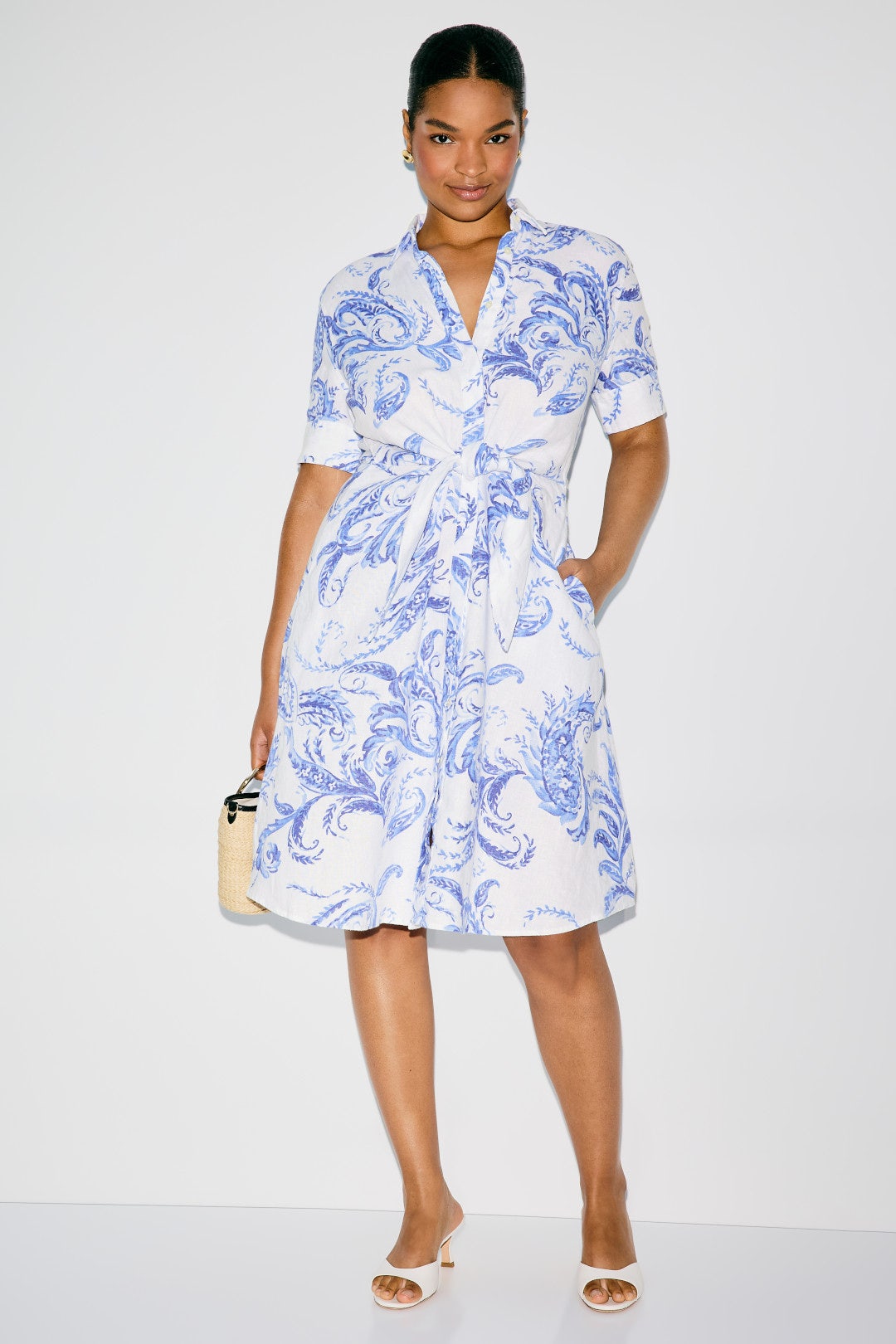Paisley Tie Front Linen Shirtdress by Lauren Ralph Lauren 2