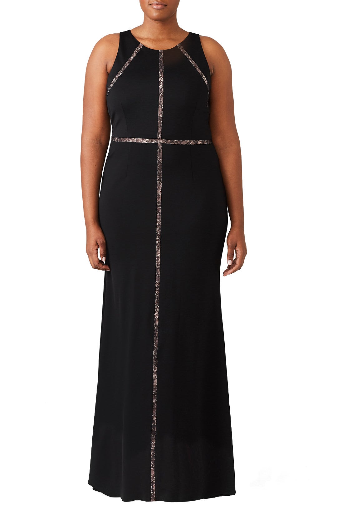 Black Insert Lace Gown by Adrianna Papell 4
