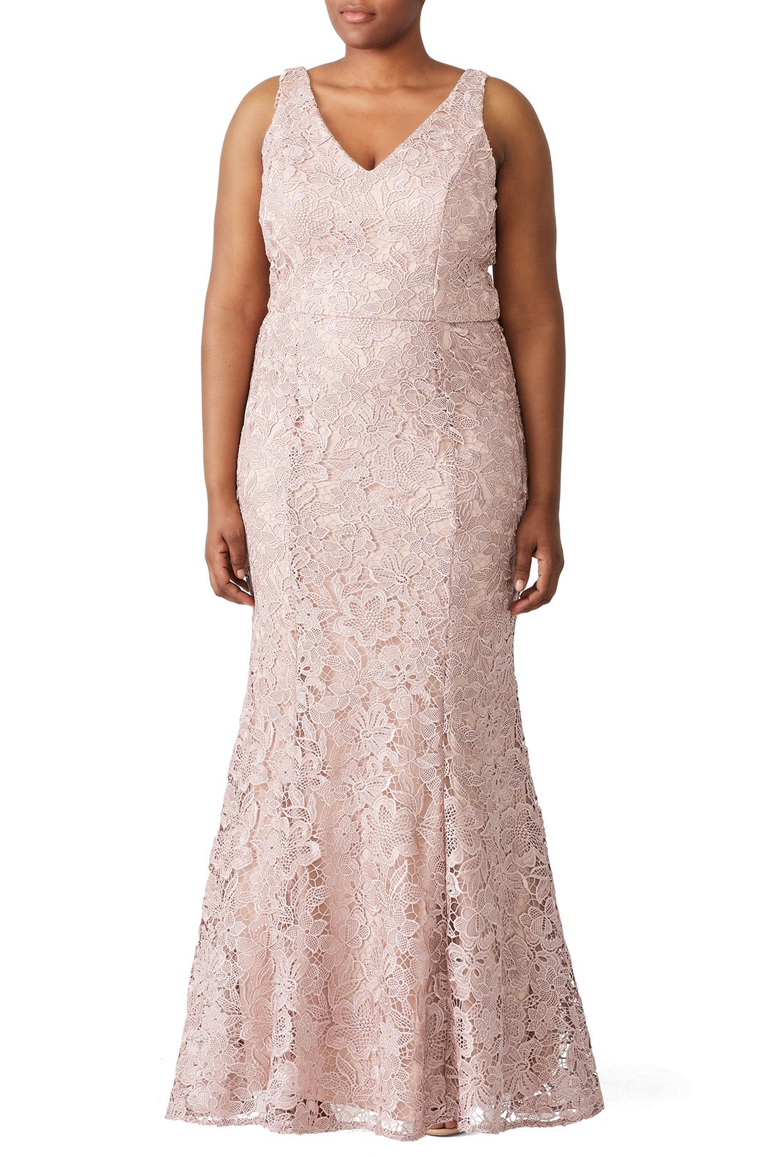 Blush Floral Lace Gown by JS Collection 4