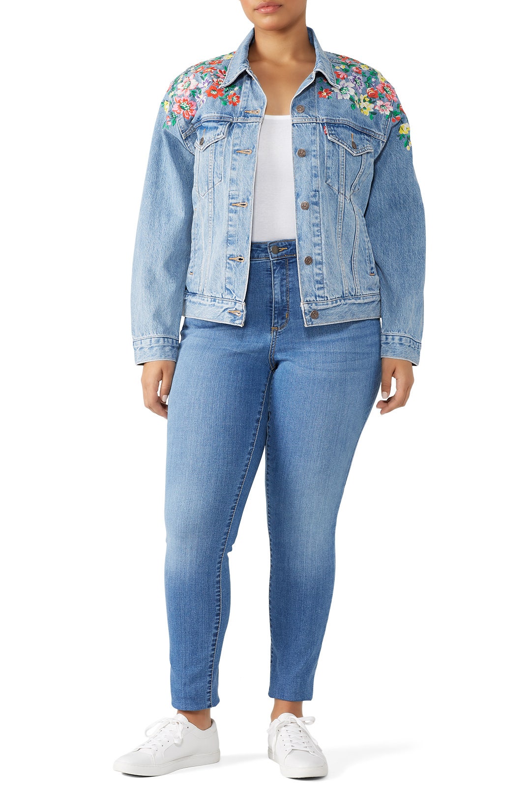 Floral Embroidered Ex BF Denim Trucker Jacket by Levi's 4