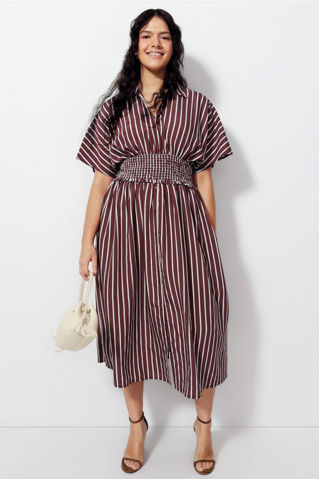 Striped Short Sleeves Midi Dress by Claudie Pierlot 4