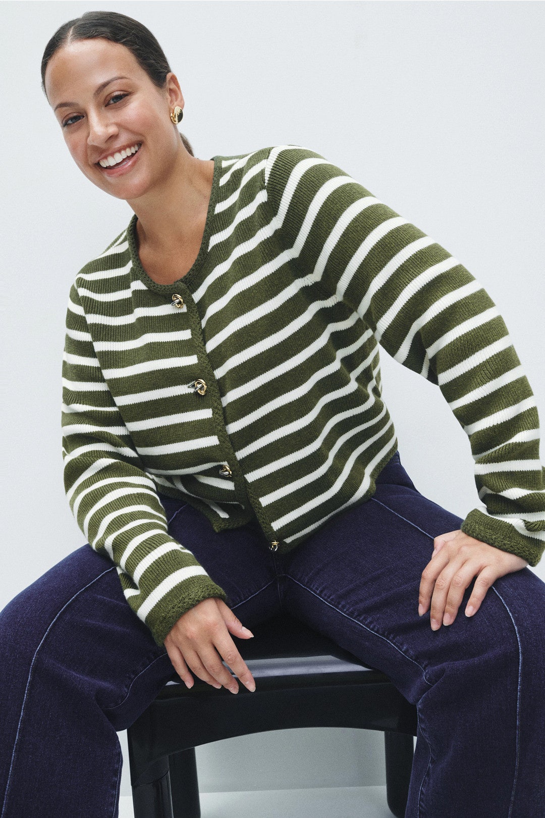 Olive Striped Cardigan by Derek Lam 10 Crosby x RTR 5