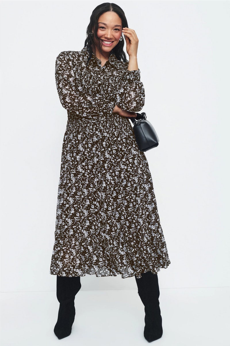 Smocked Button Down Shirt Dress by MICHAEL KORS - Photo 0