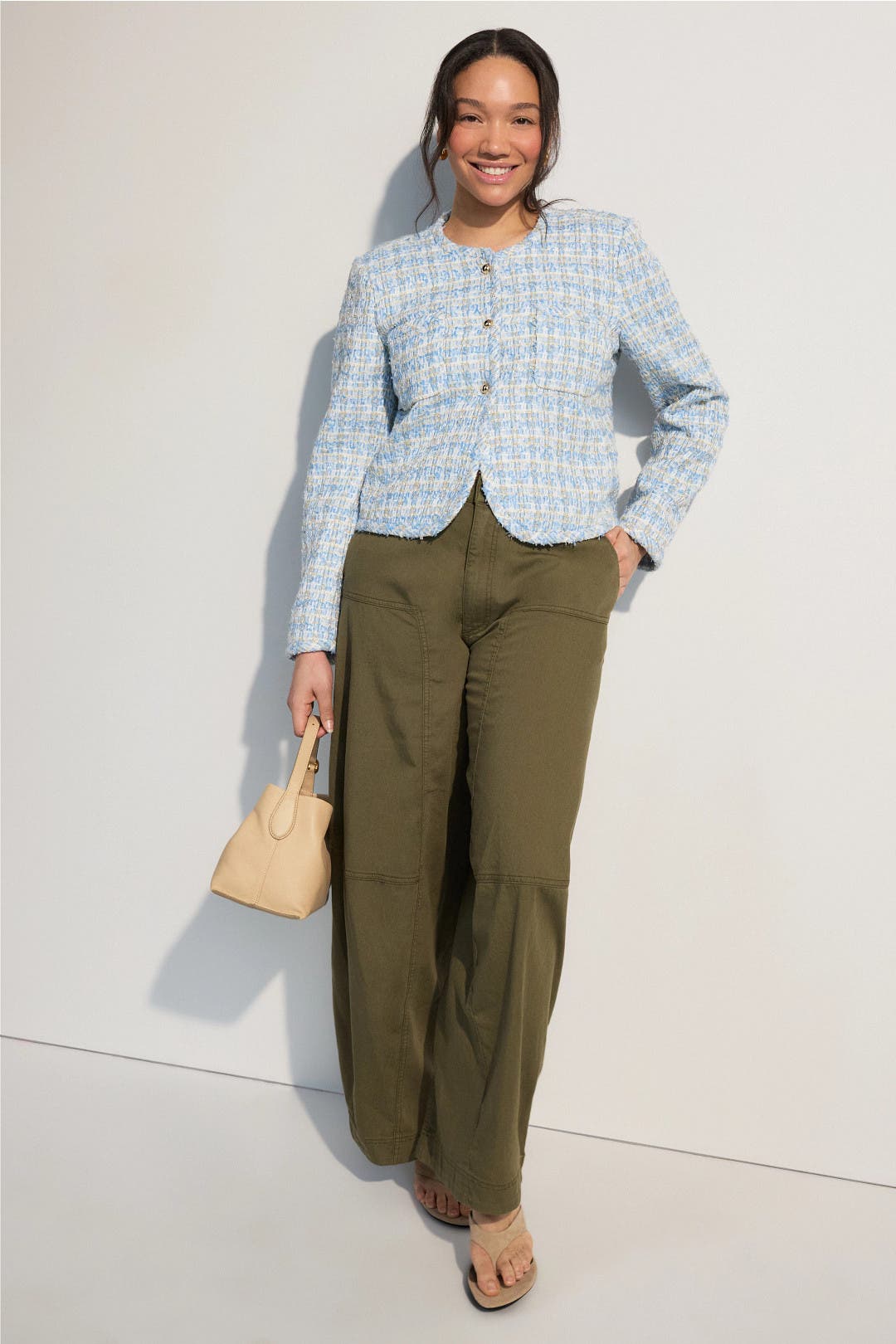 Collarless Sparkly Tweed Blazer by Derek Lam 10 Crosby x RTR