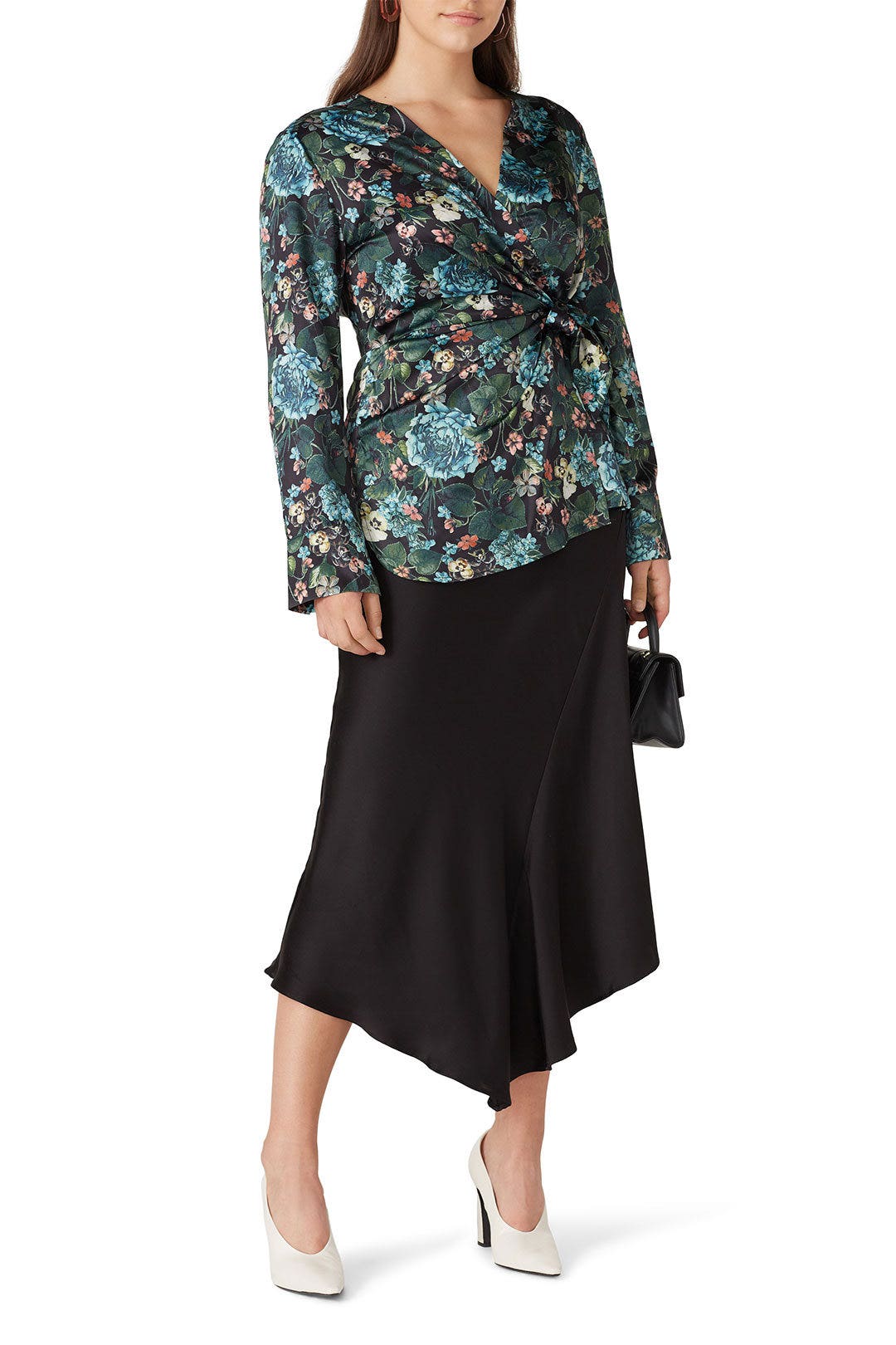 Navy Floral Wrap Top by Badgley Mischka 5