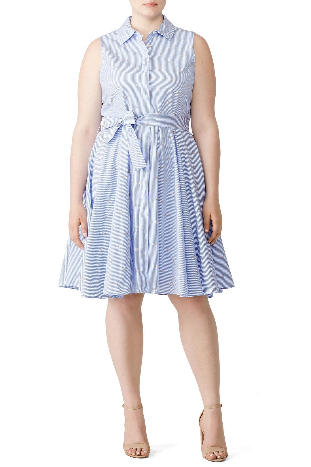 Blue Stripe Day Dress by Badgley Mischka 4