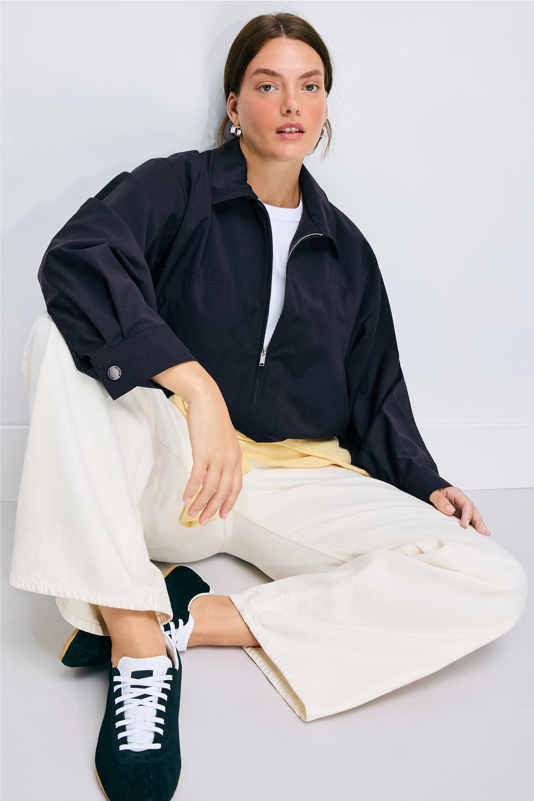 Navy Collared Zip Up Jacket by Claudie Pierlot | Rent the Runway