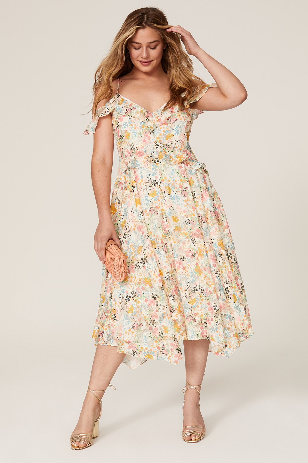 Floral Ruffle Chiffon Midi Dress by Rachel Rachel Roy 5