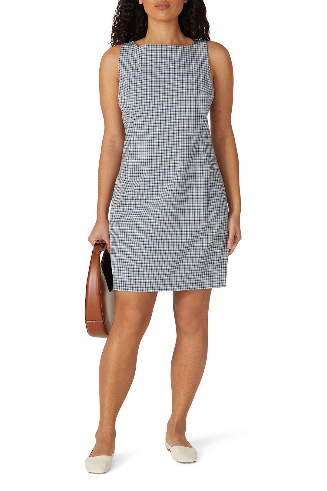 Check Square Neck Dress by Theory 5