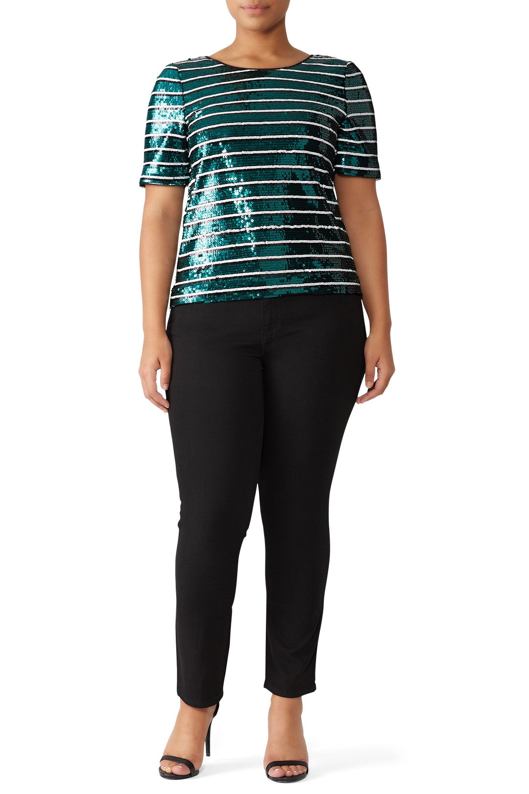 Green Stripe Sequin Top by Badgley Mischka 4