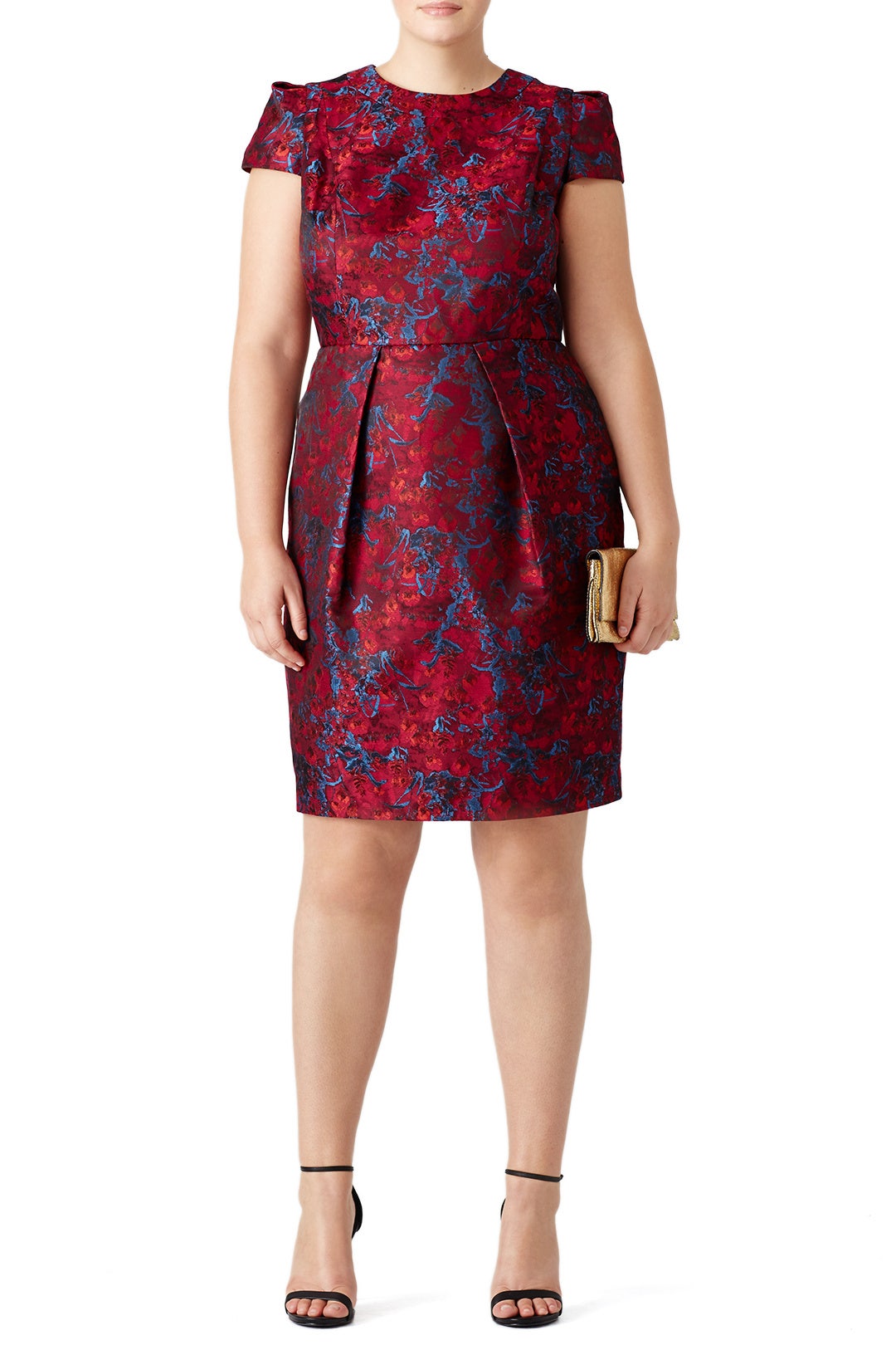 Cranberry Jacquard Dress by Carmen Marc Valvo 4