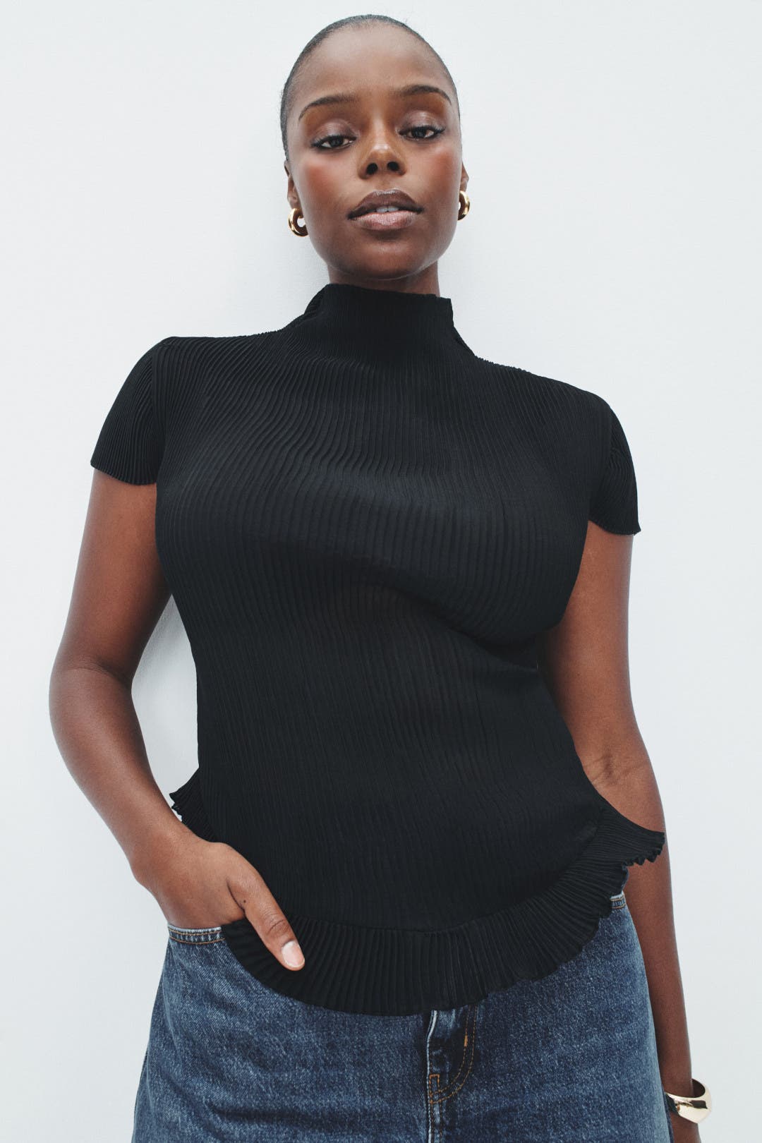 トップス Ameri UND HIGH NECK BUTTON KNIT TOP UND HIGH NECK BUTTON KNIT TOP