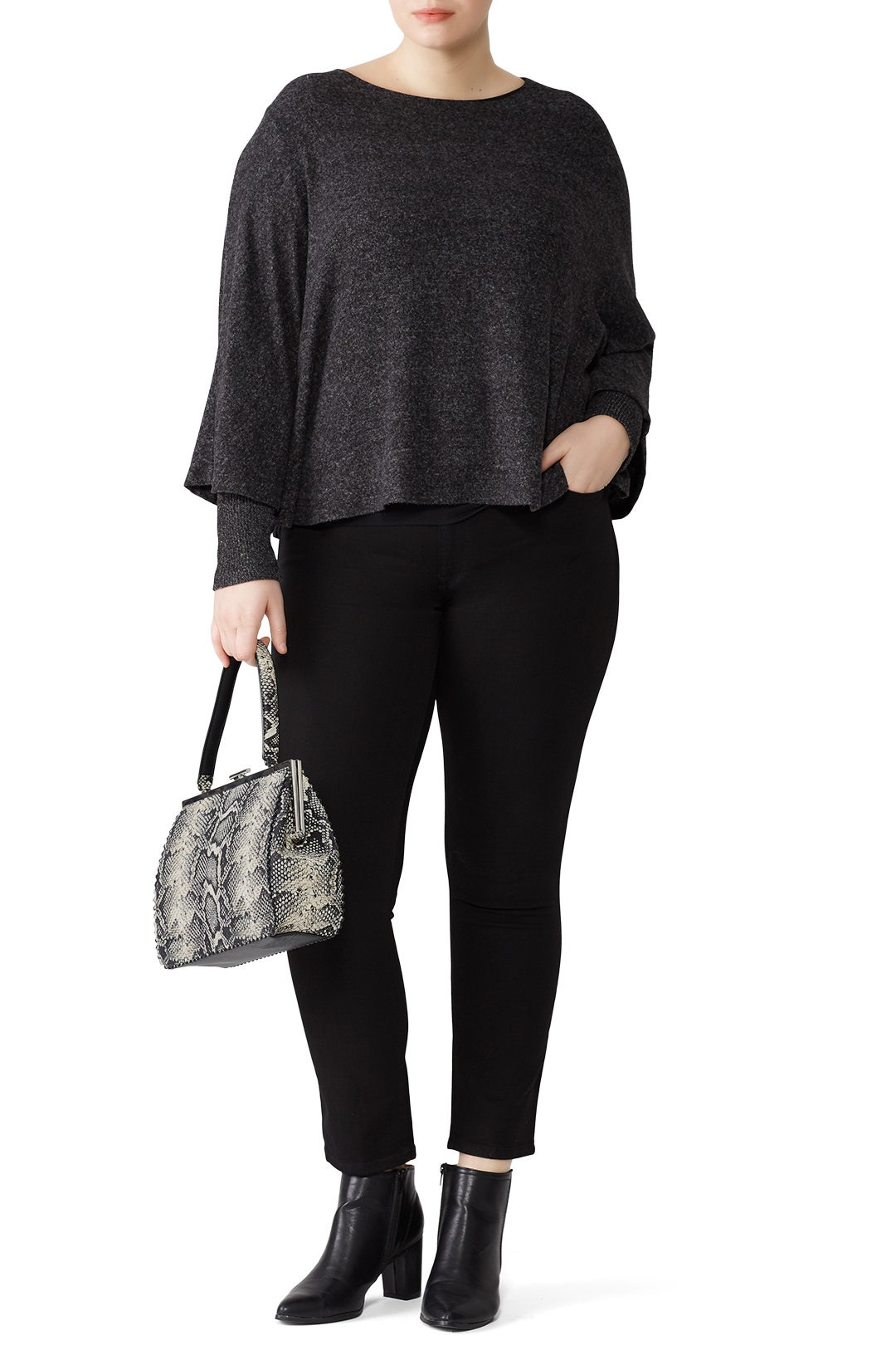 Black Cozy Cape Tee by B Collection by Bobeau 3