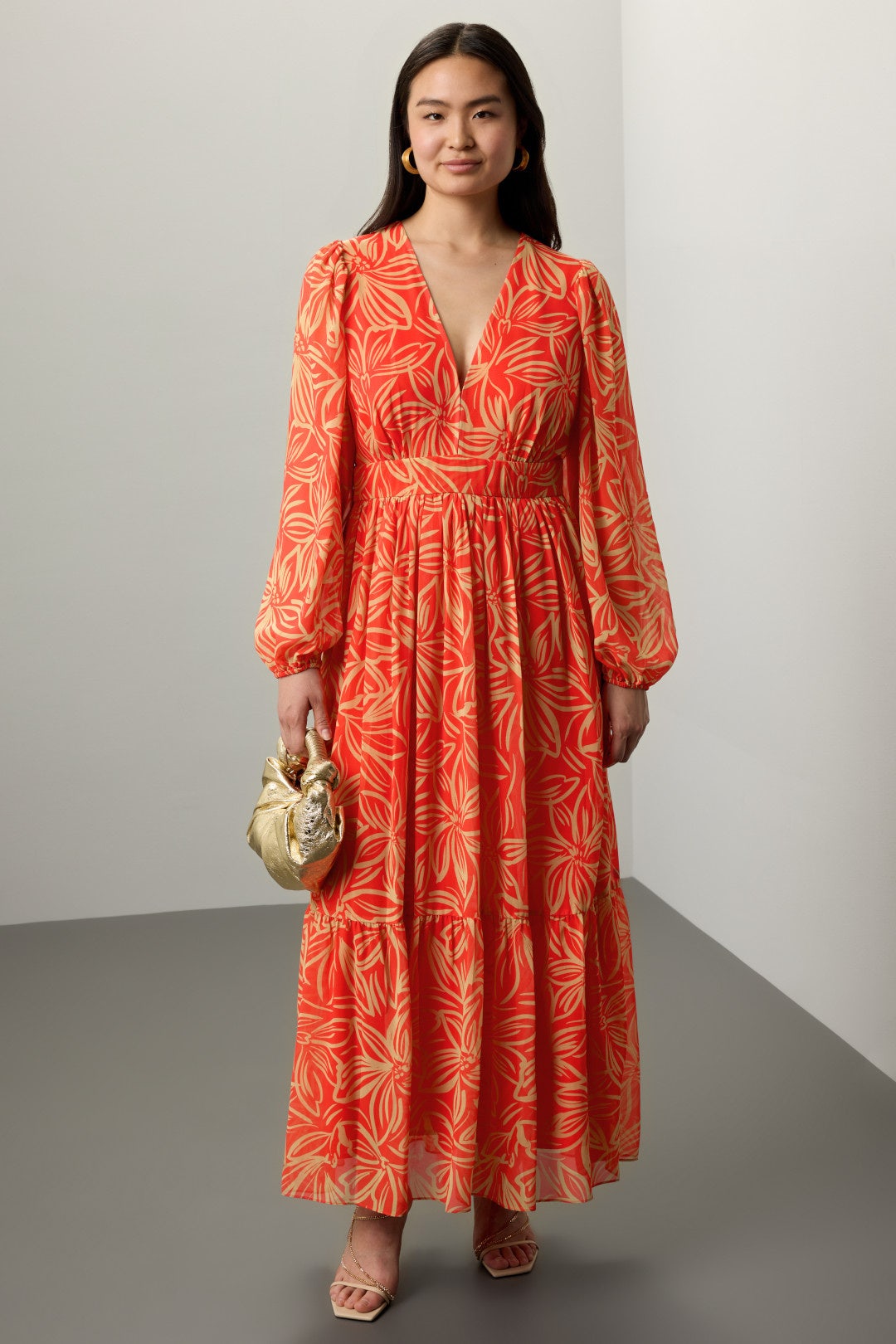 V-Neck Printed Maxi Dress by TOCCIN X RTR 5