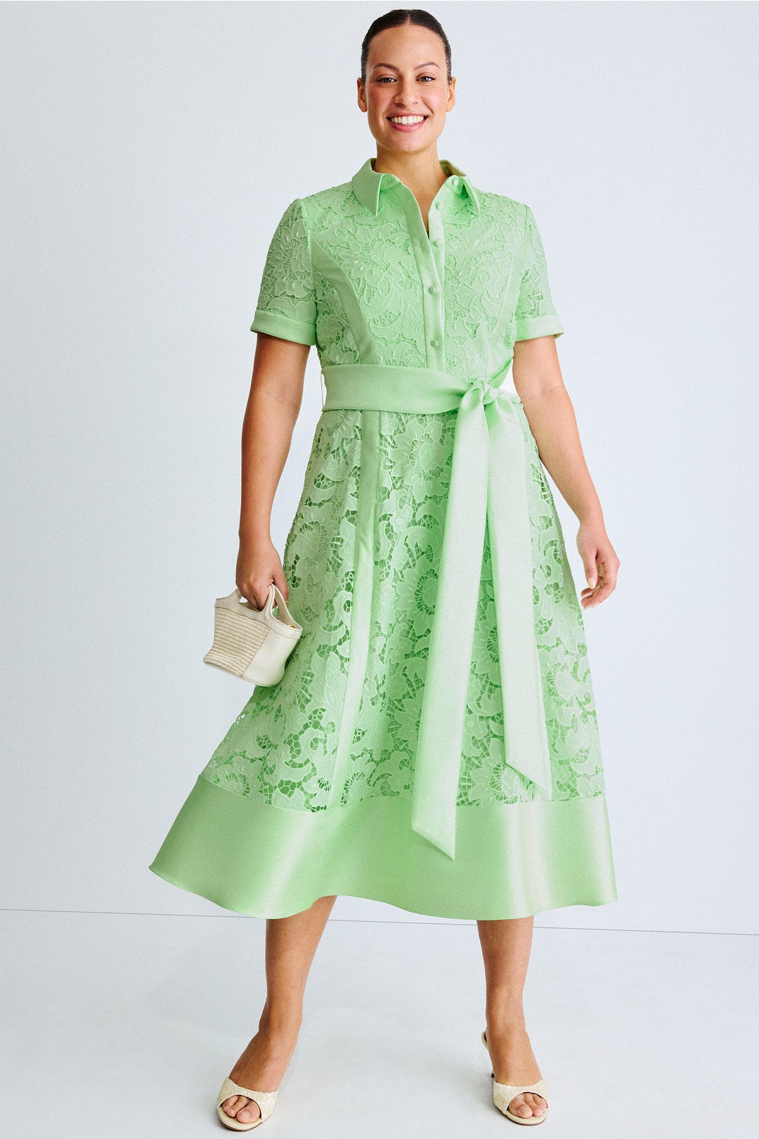 Belted Lace Shirt Dress by Badgley Mischka | Rent the Runway Belted Lace Shirt Dress by Badgley Mischka | Rent the Runway