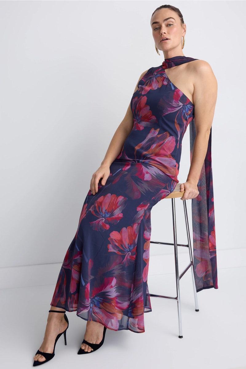 One Shoulder Tie Neck Dress by Hutch - Photo 0