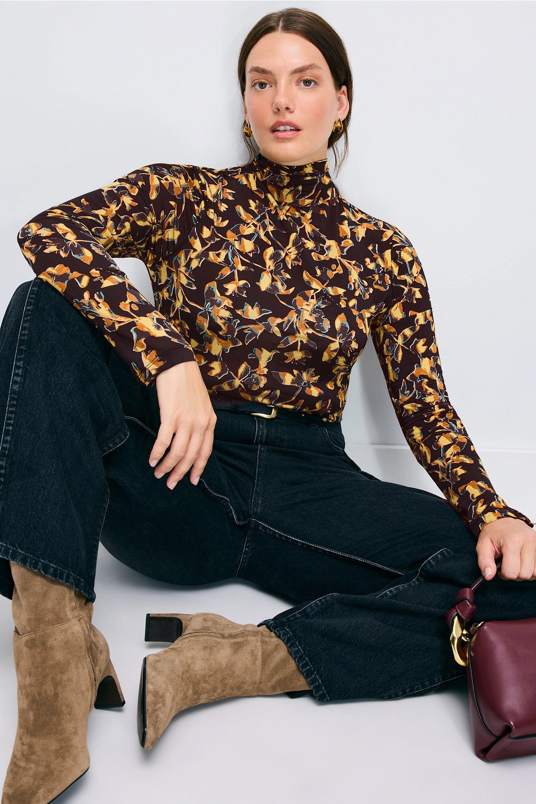 Black Floral Aurelia Turtleneck Top by Ulla Johnson 5