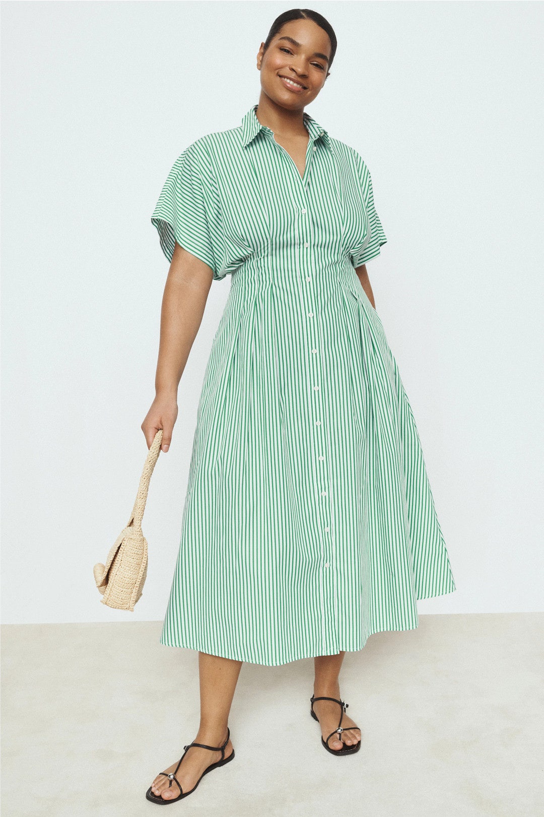 Short Sleeve Striped Collared Midi Dress by Lauren Ralph Lauren 5