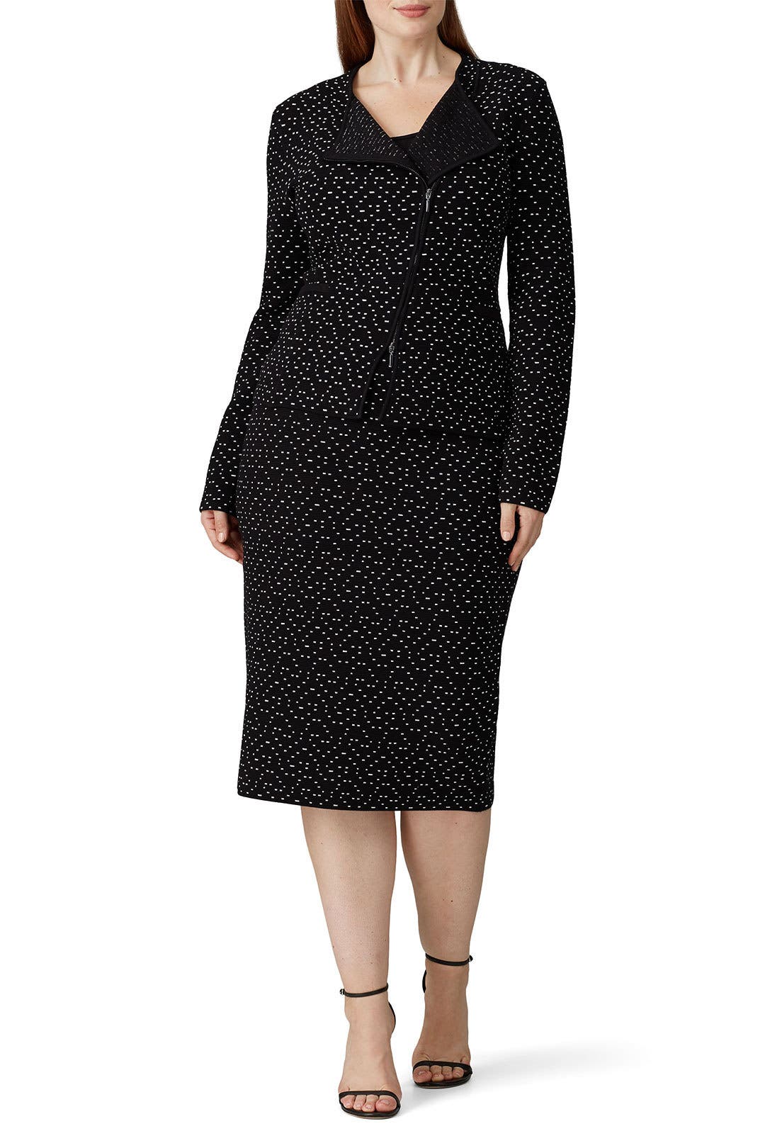 Dot Printed Asymmetrical Zip Jacket by Emporio Armani | Rent the